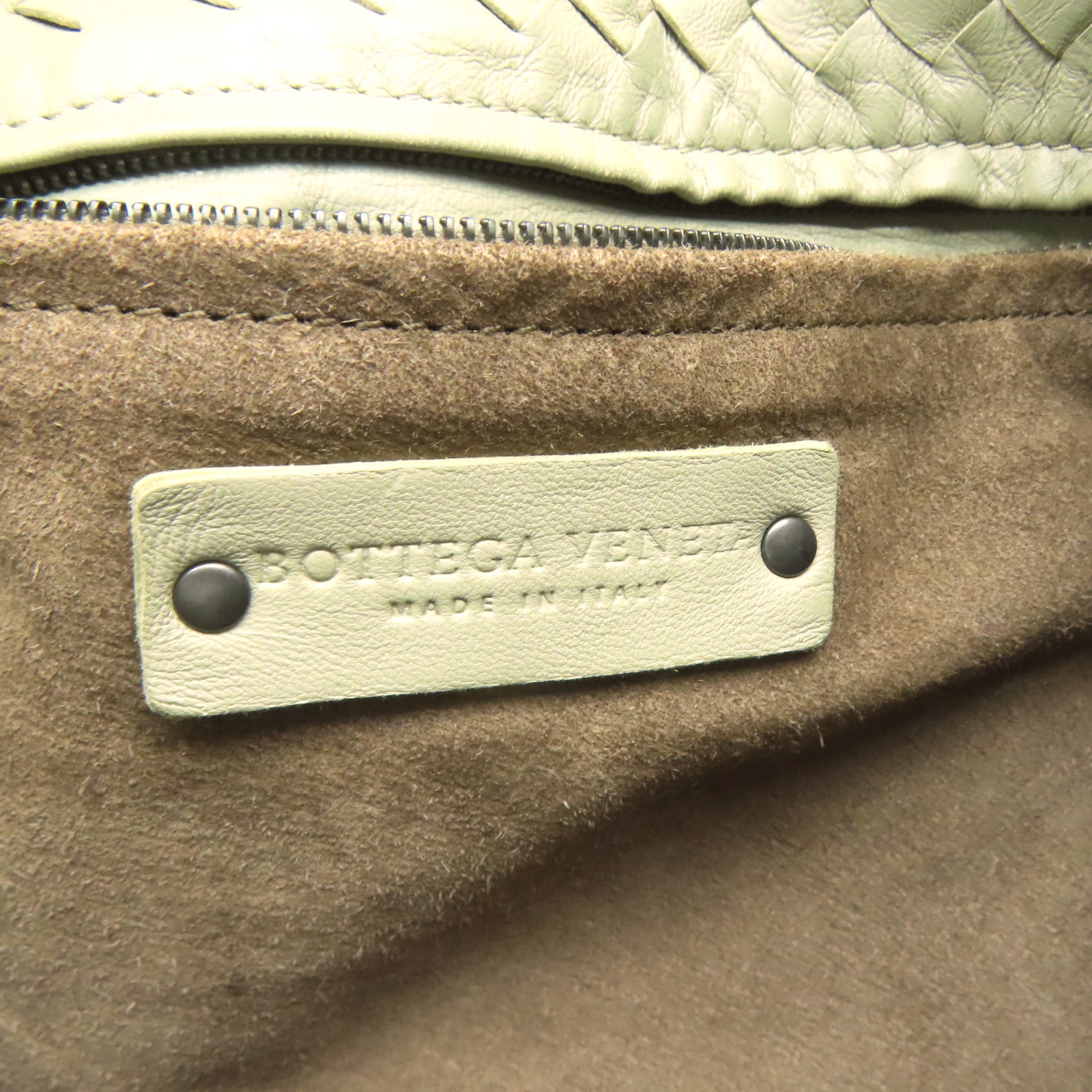 BOTTEGA VENETA 【激減優惠】織紋皮革Shoulder Bag肩背袋灰綠色