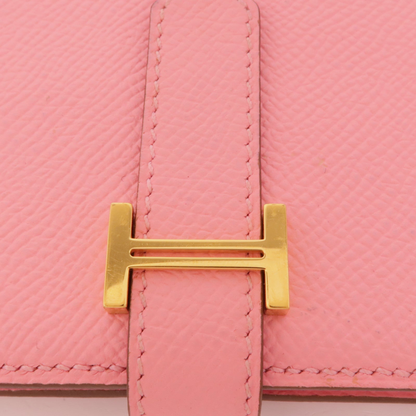 HERMES Epsom皮革Bearn Wallet金扣長錢包Pink