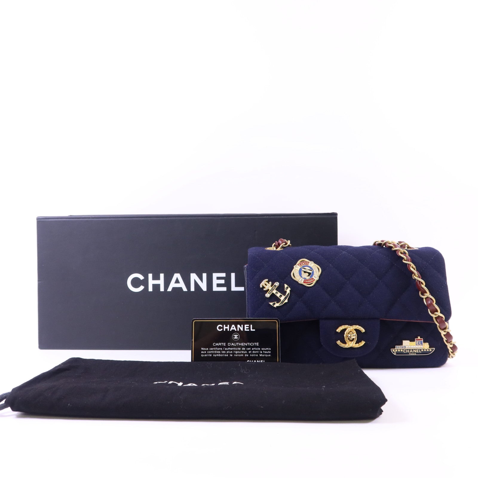 CHANEL 羊毛Paris Hamburg Charms Mini Flap Bag金扣鏈帶肩背袋