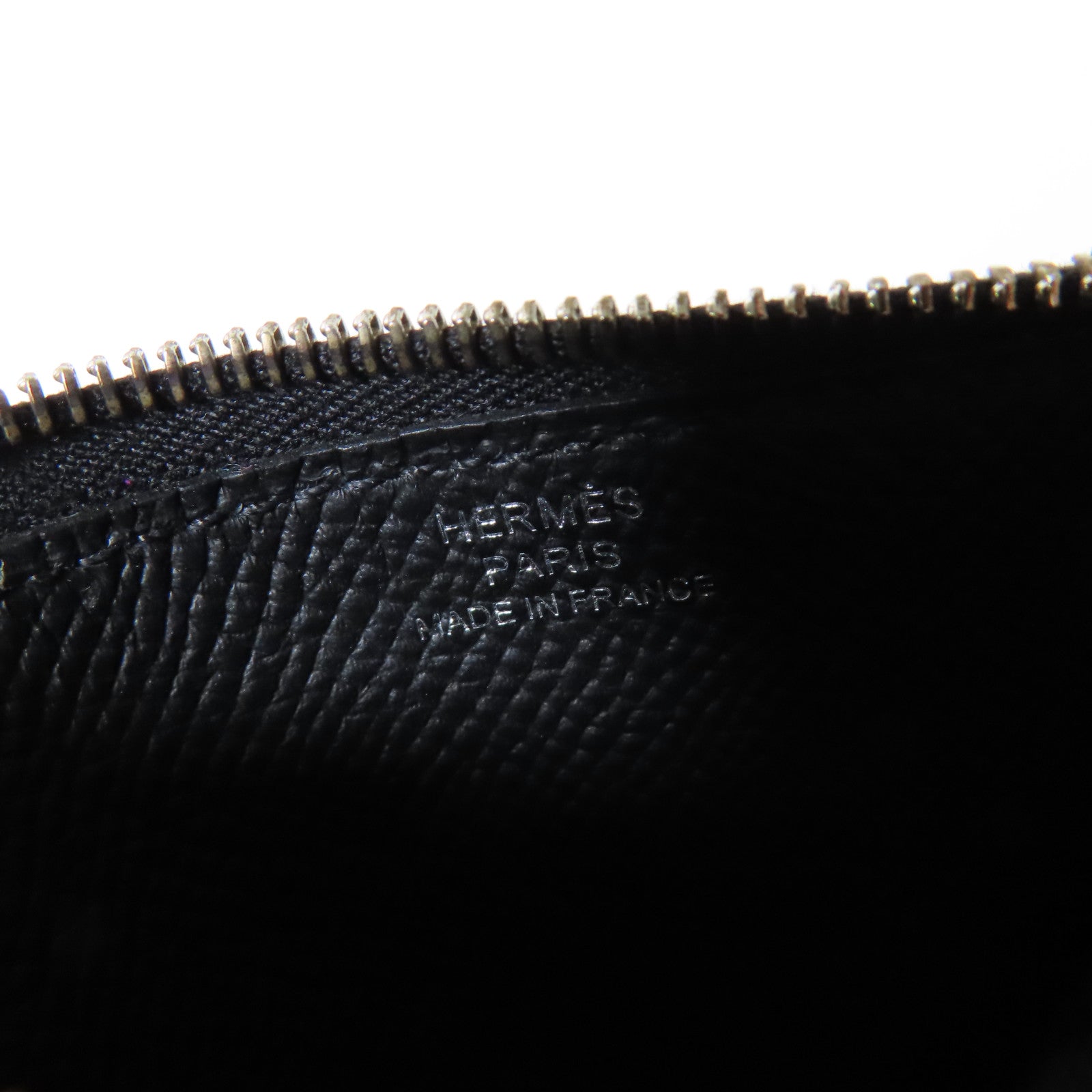 HERMES Epsom皮革Constance Slim銀扣錢包黑色