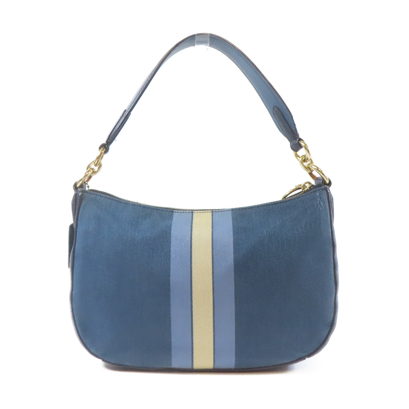 COACH 帆布2 Way Shoulder Bag金扣手挽肩背兩用袋藍色