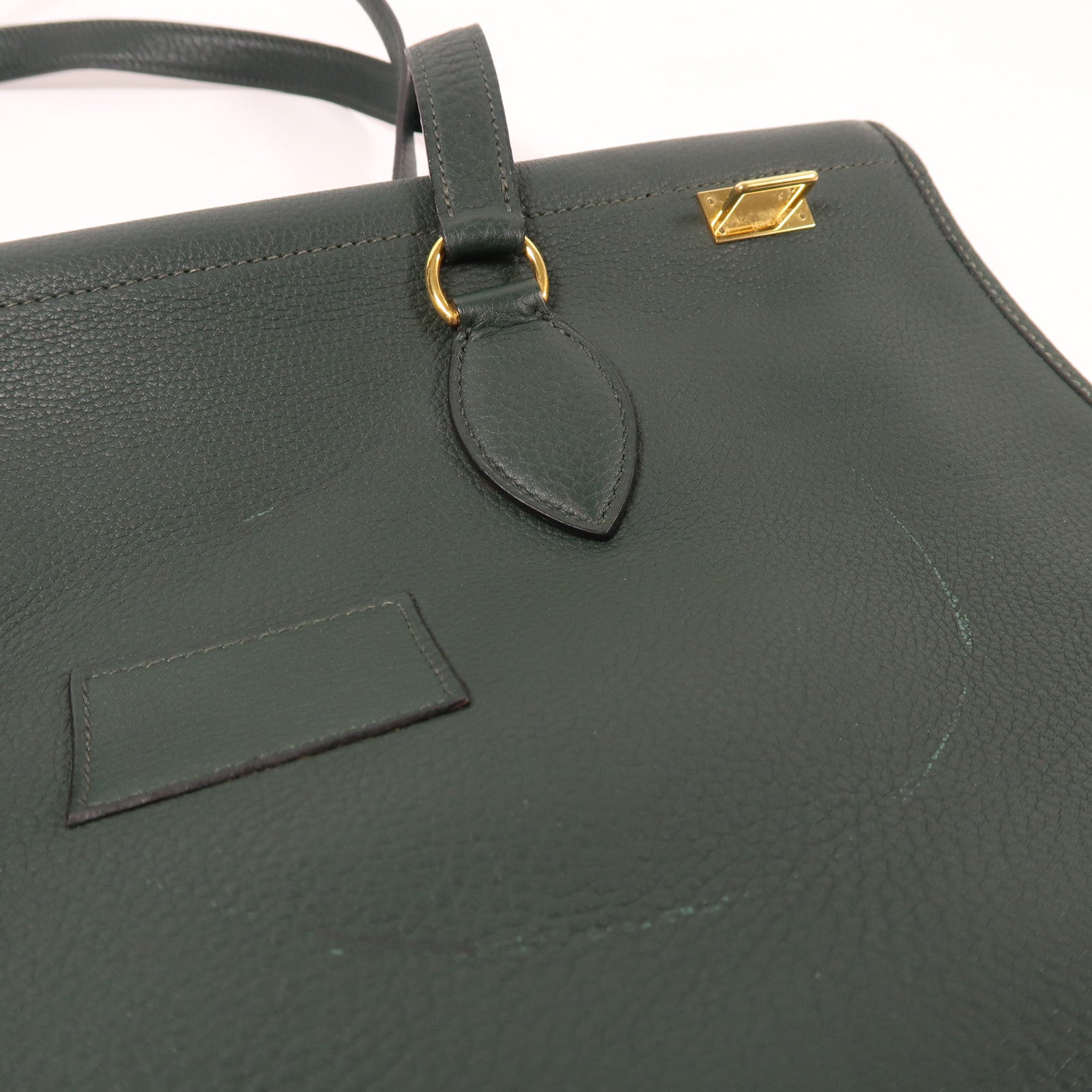 HERMES Clemence皮革Cabas金扣肩背袋綠色