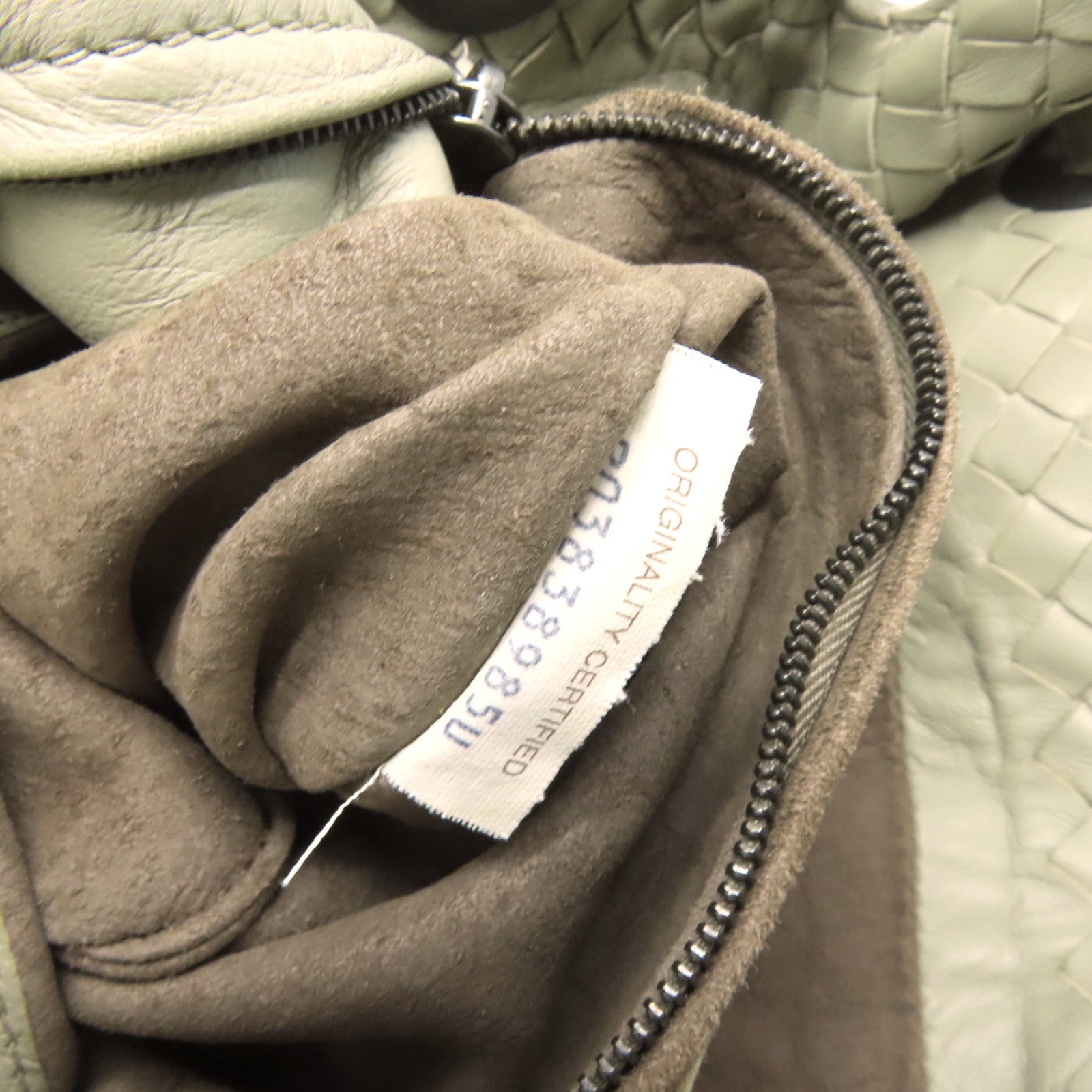 BOTTEGA VENETA 【激減優惠】織紋皮革Shoulder Bag肩背袋灰綠色