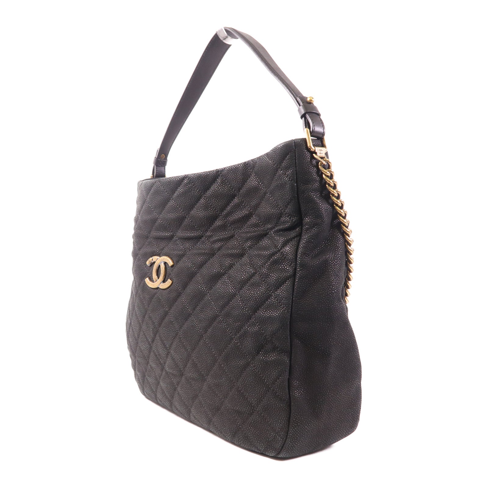CHANEL 牛皮皮革Shoulder Bag金扣手挽肩背兩用袋