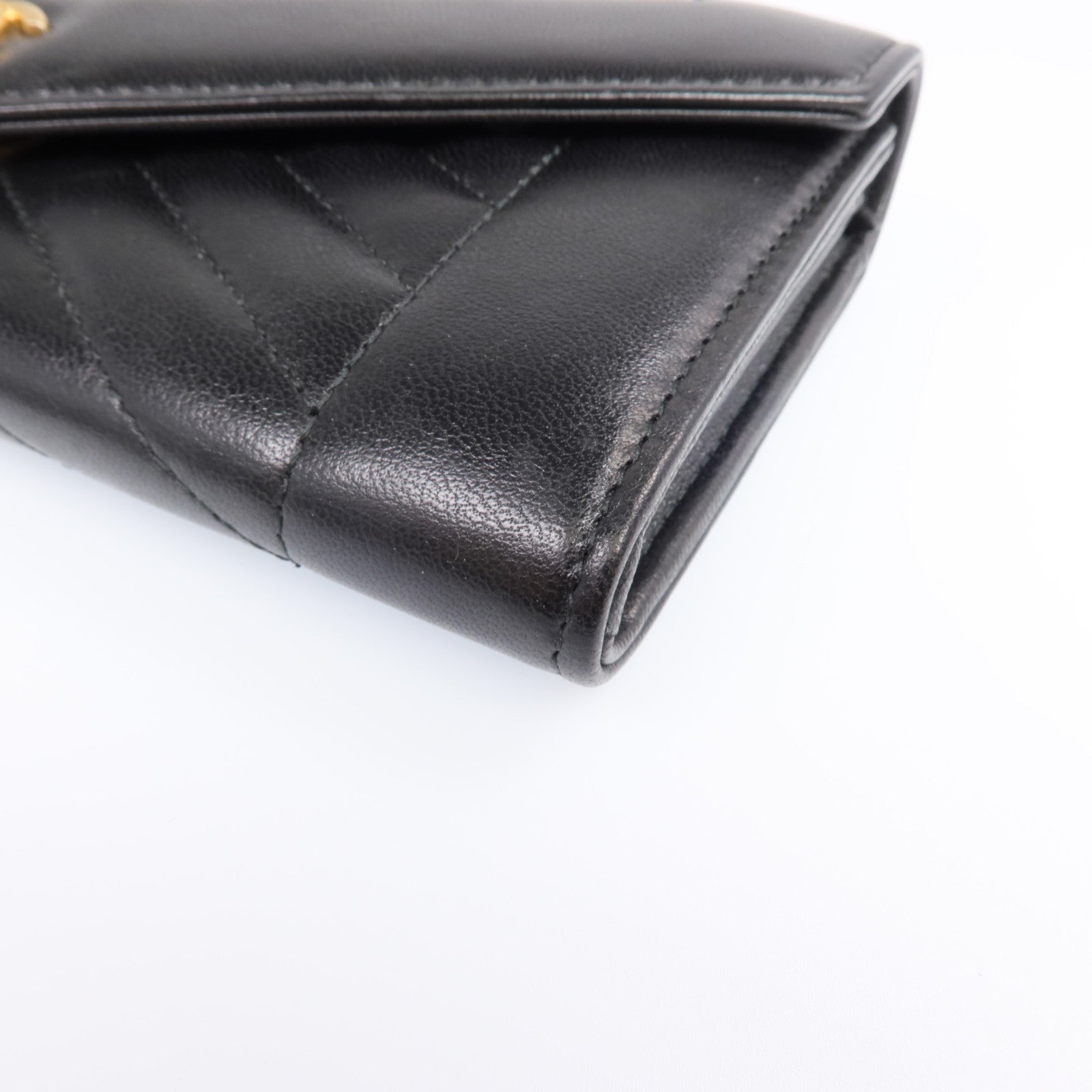 CHANEL 牛皮皮革Long Wallet金扣錢包