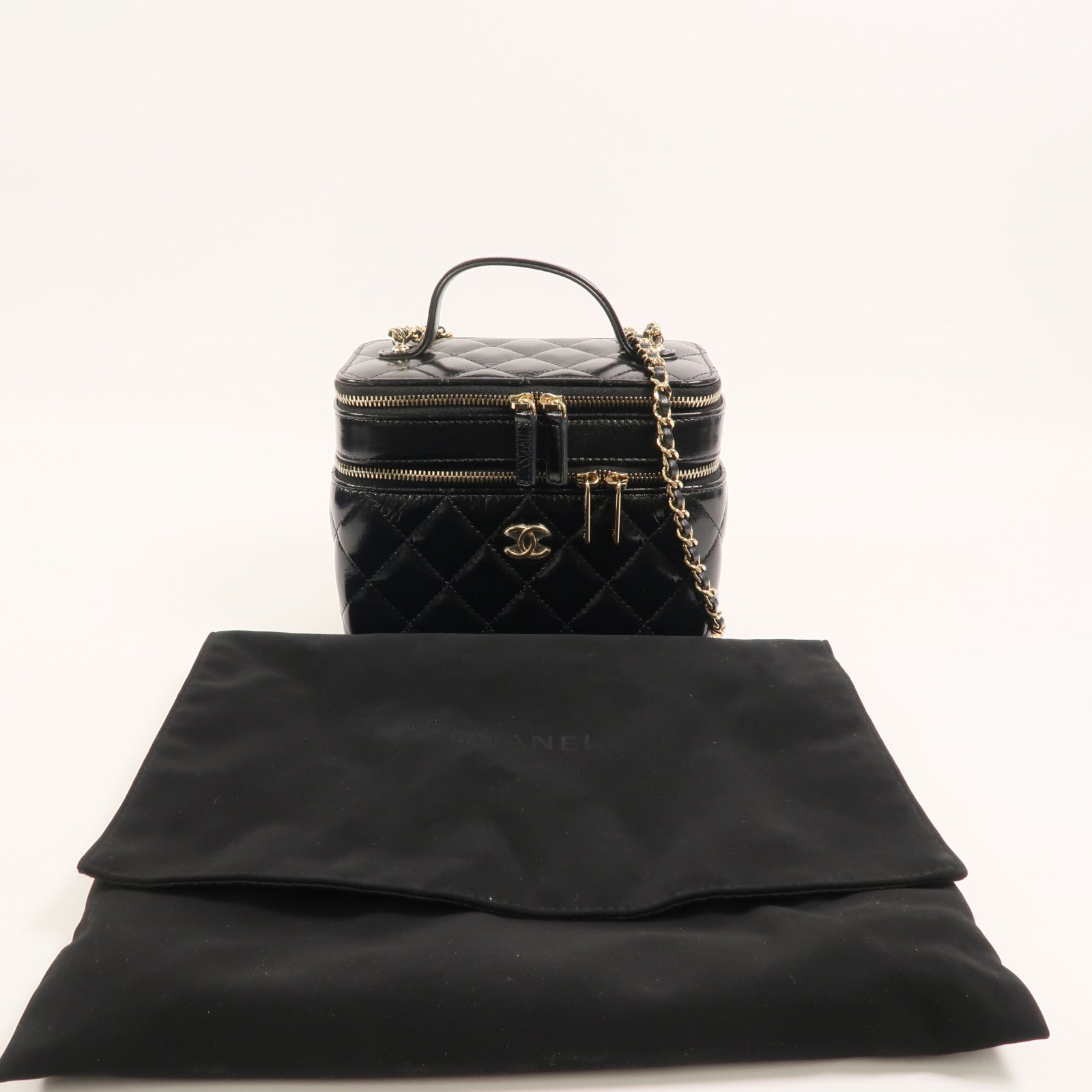 CHANEL 羊皮皮革Vanity Case鏈帶肩背袋