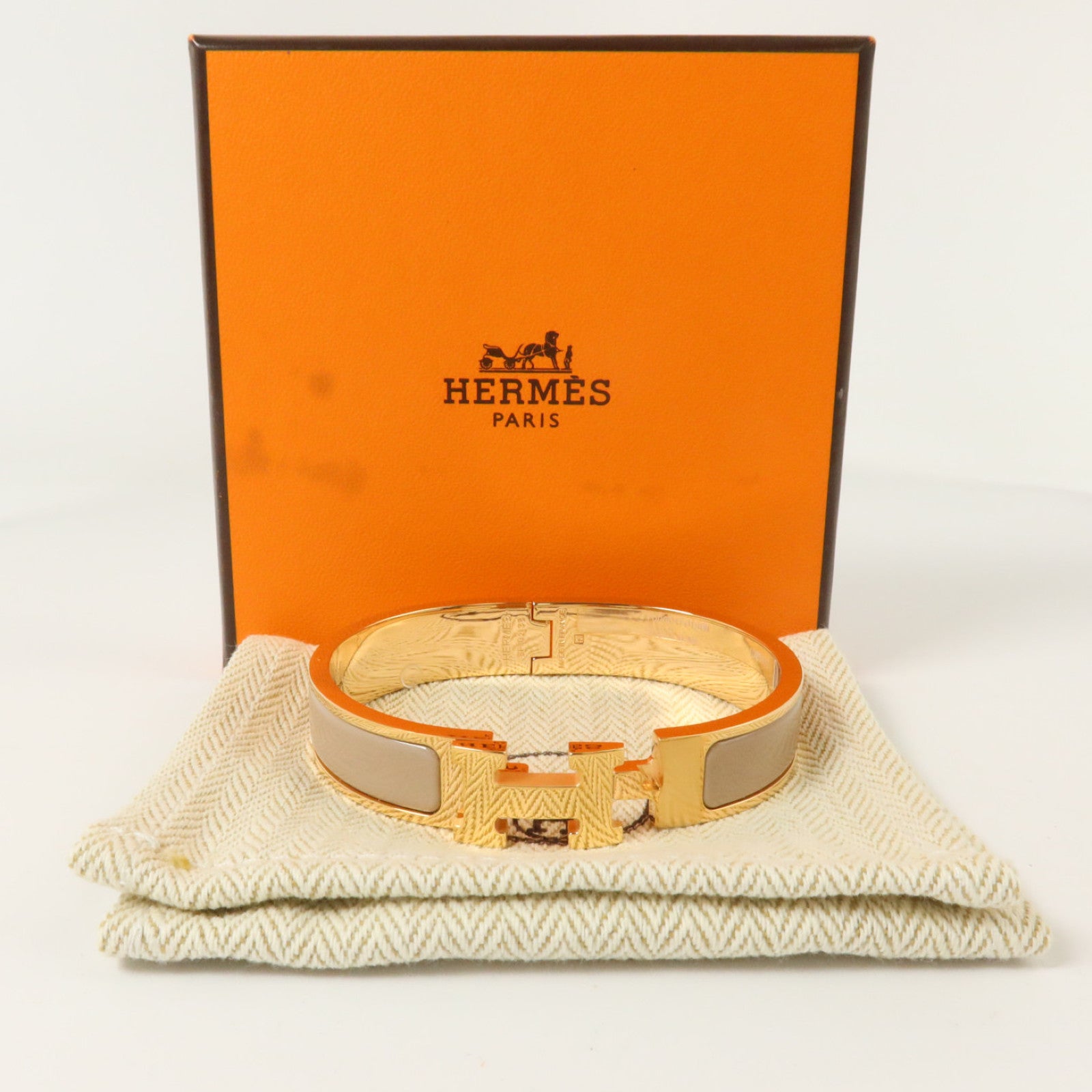 HERMES 金屬/琺瑯Clic-H Bracelet金扣手鏈