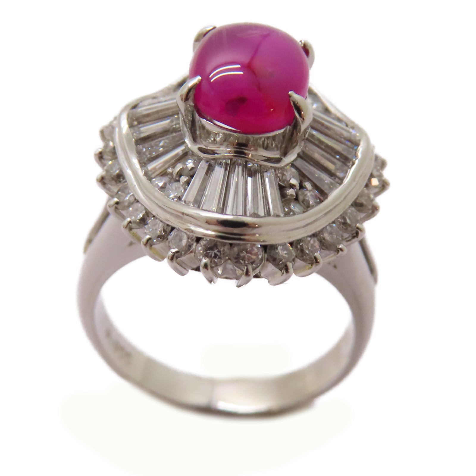 JEWELRY PT900鉑金Star Ruby/Diamond Ring 2.08ct星光紅寶石/1.42ct鑽石戒指US#6