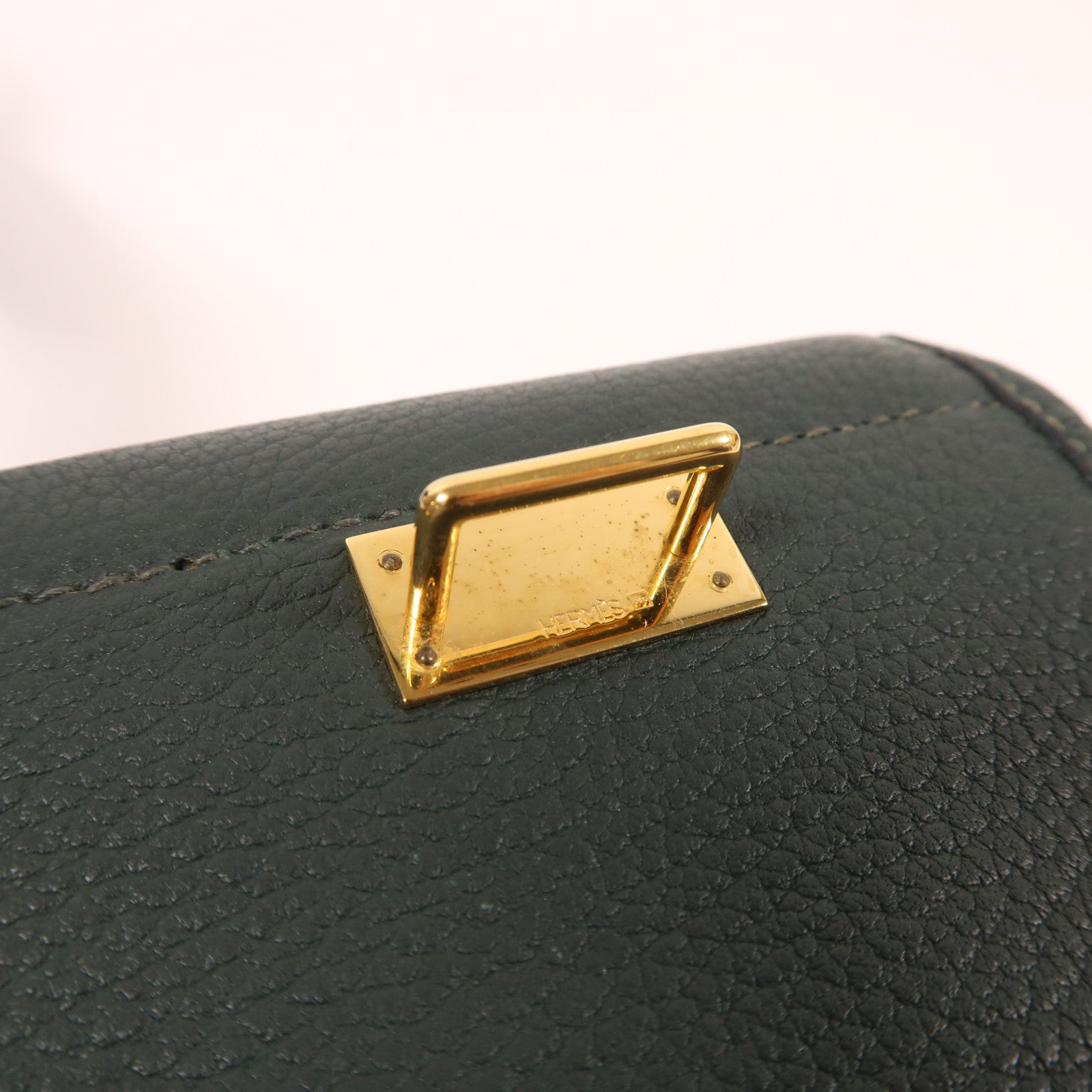 HERMES Clemence皮革Cabas金扣肩背袋綠色