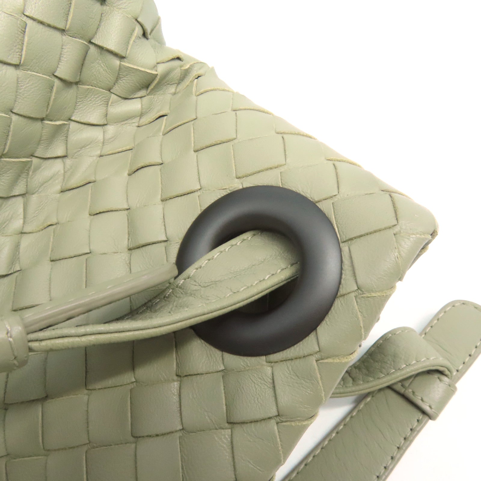 BOTTEGA VENETA 【激減優惠】織紋皮革Shoulder Bag肩背袋灰綠色