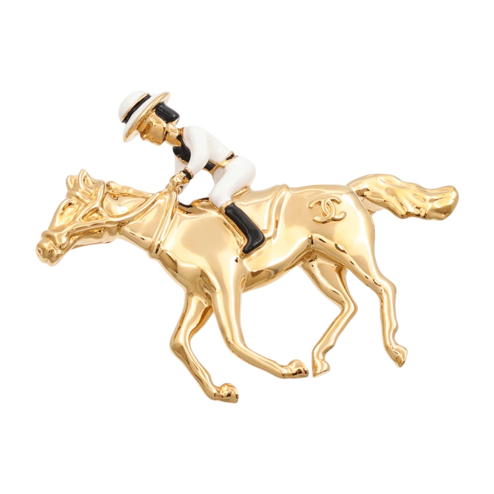 CHANEL 金屬Coco Mark Horse & Jockey Brooch胸針