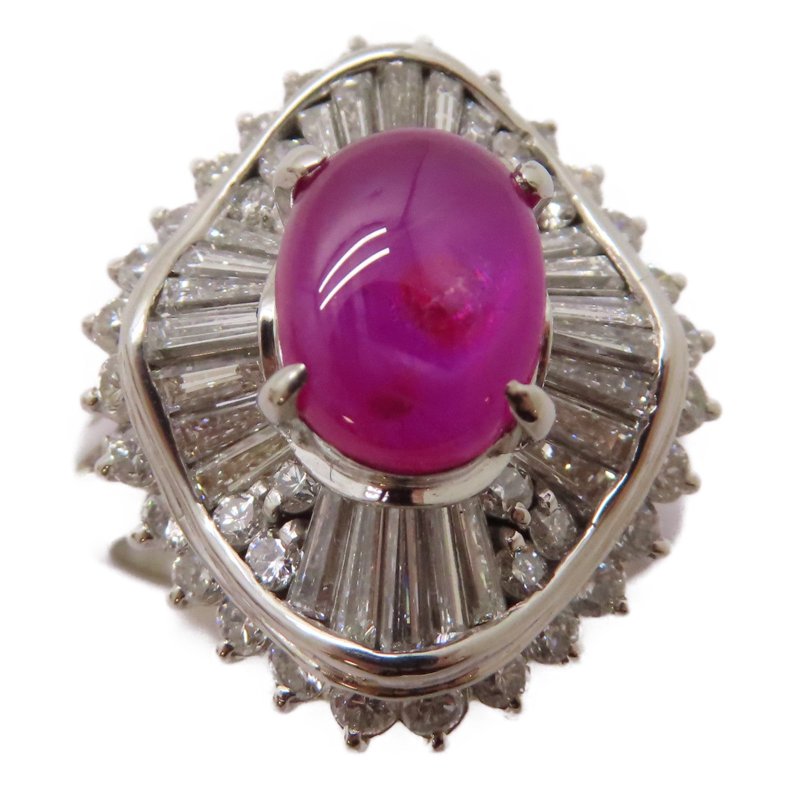 JEWELRY PT900鉑金Star Ruby/Diamond Ring 2.08ct星光紅寶石/1.42ct鑽石戒指US#6