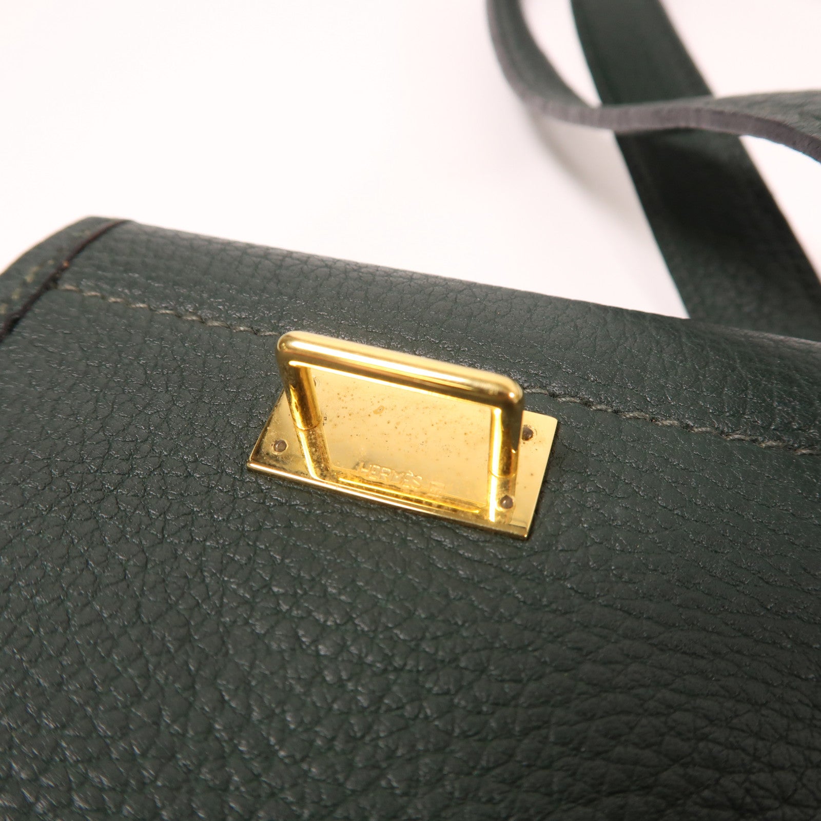 HERMES Clemence皮革Cabas金扣肩背袋綠色