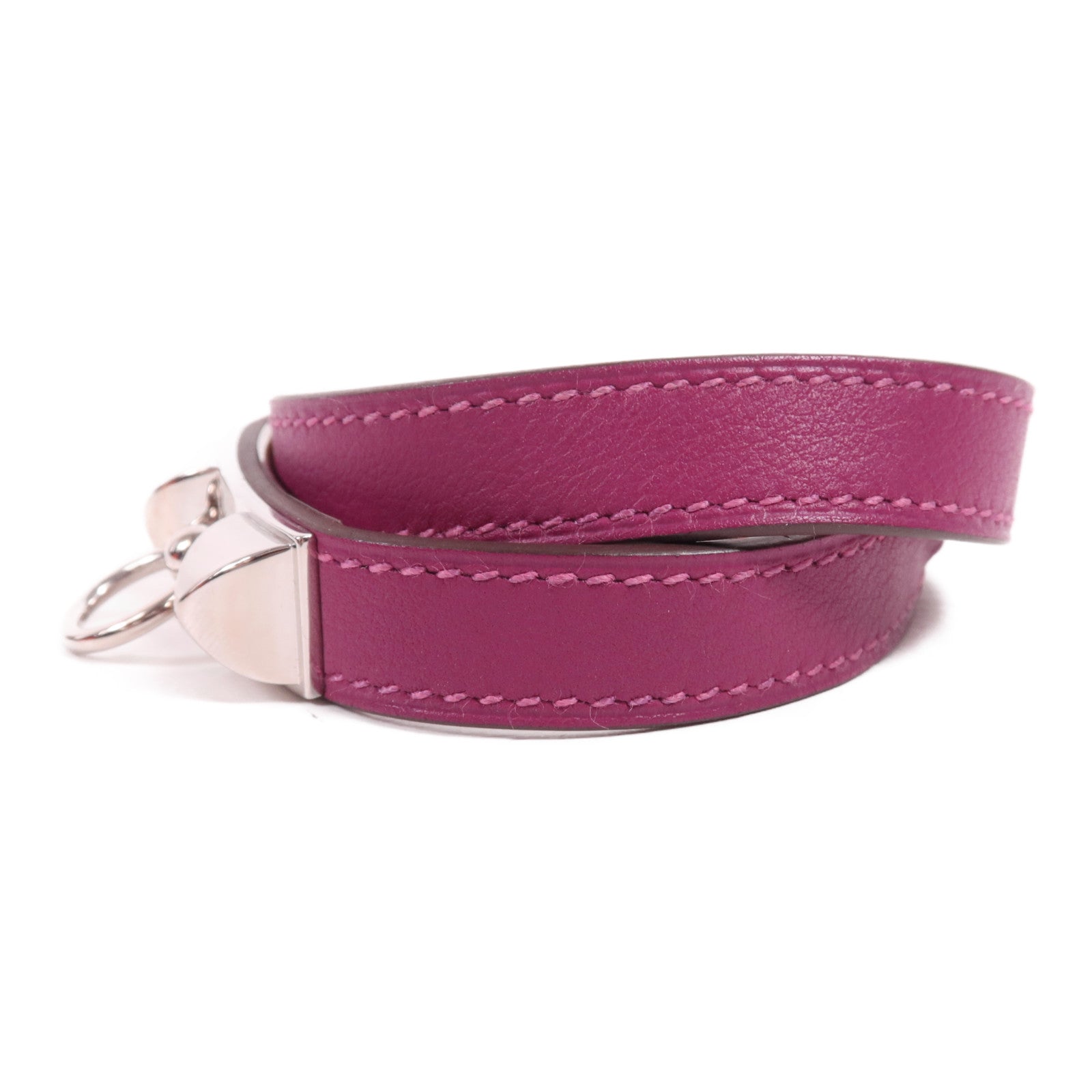 HERMES Swift皮革Rivale Double Tour Bracelet銀扣手帶Tosca