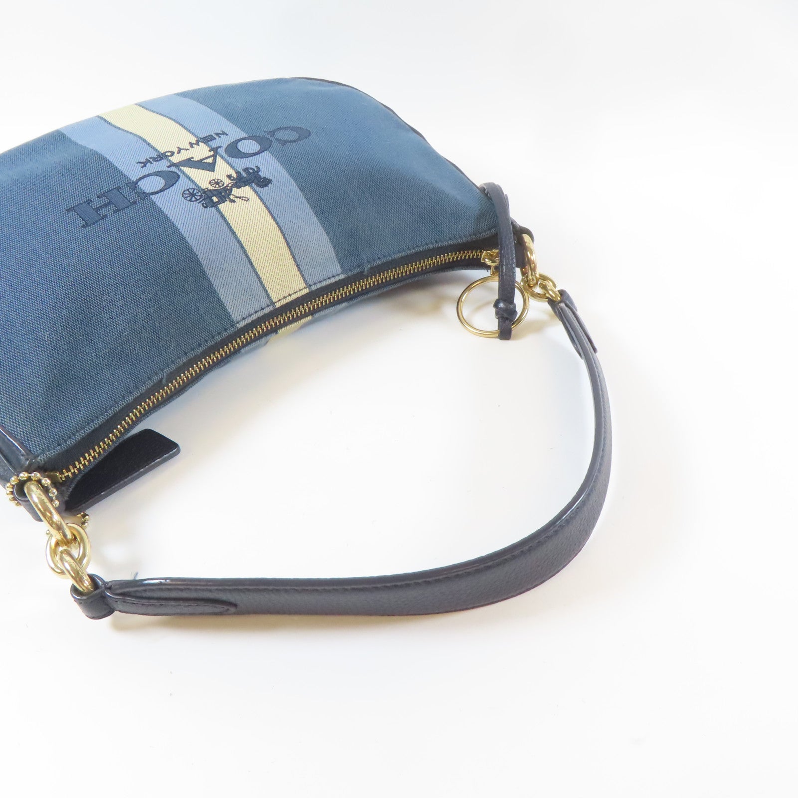 COACH 帆布2 Way Shoulder Bag金扣手挽肩背兩用袋藍色