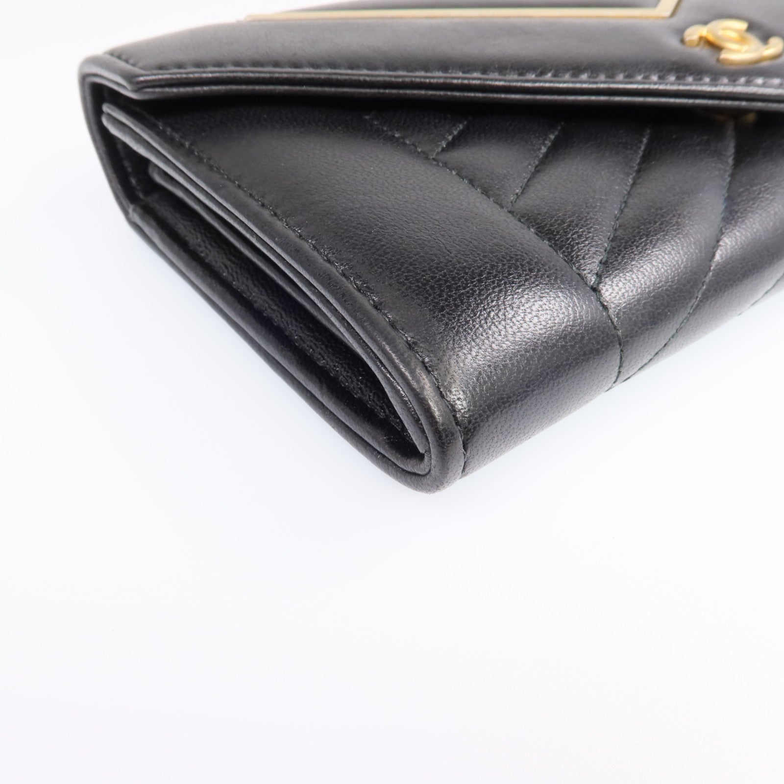 CHANEL 牛皮皮革Long Wallet金扣錢包