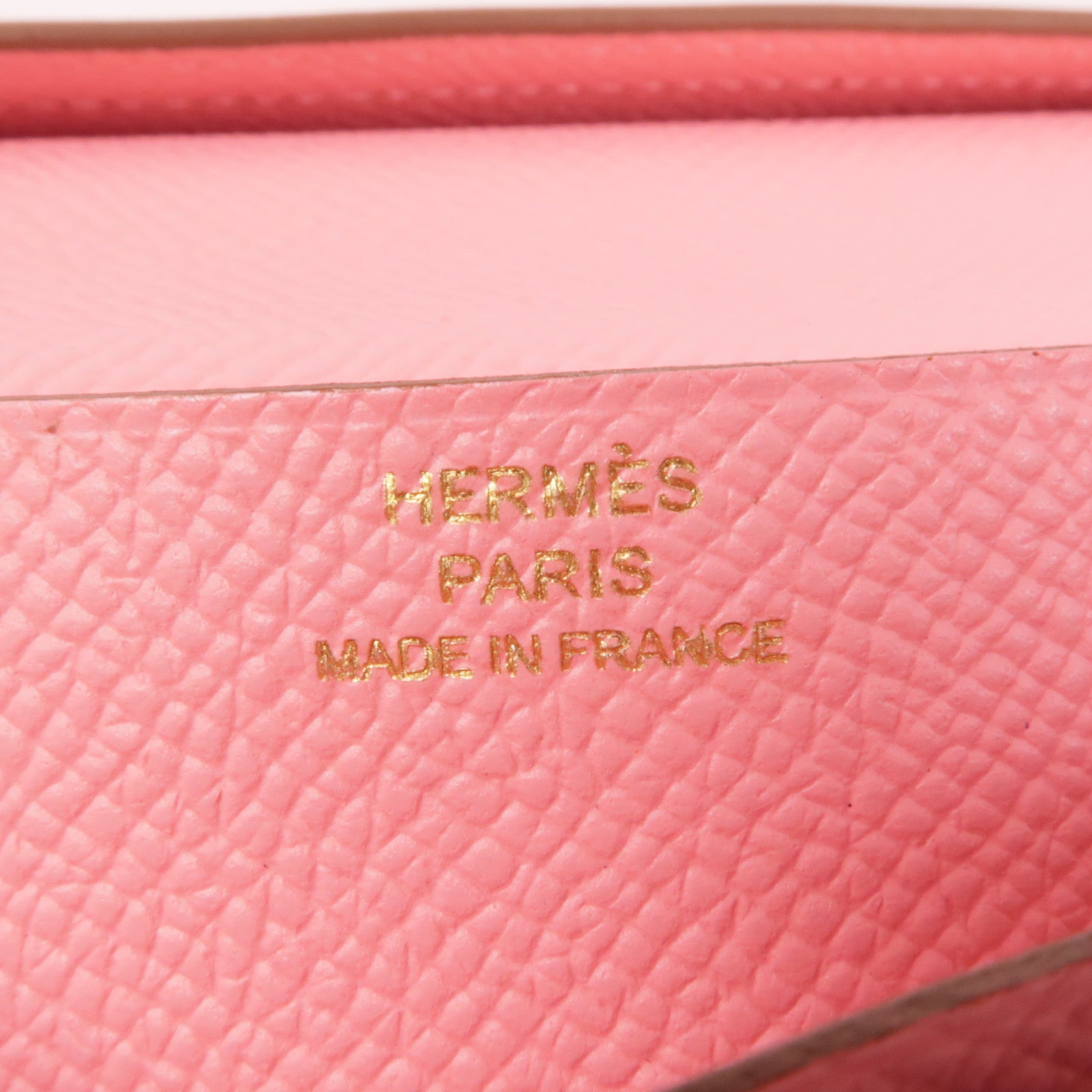 HERMES Epsom皮革Bearn Wallet金扣長錢包Pink