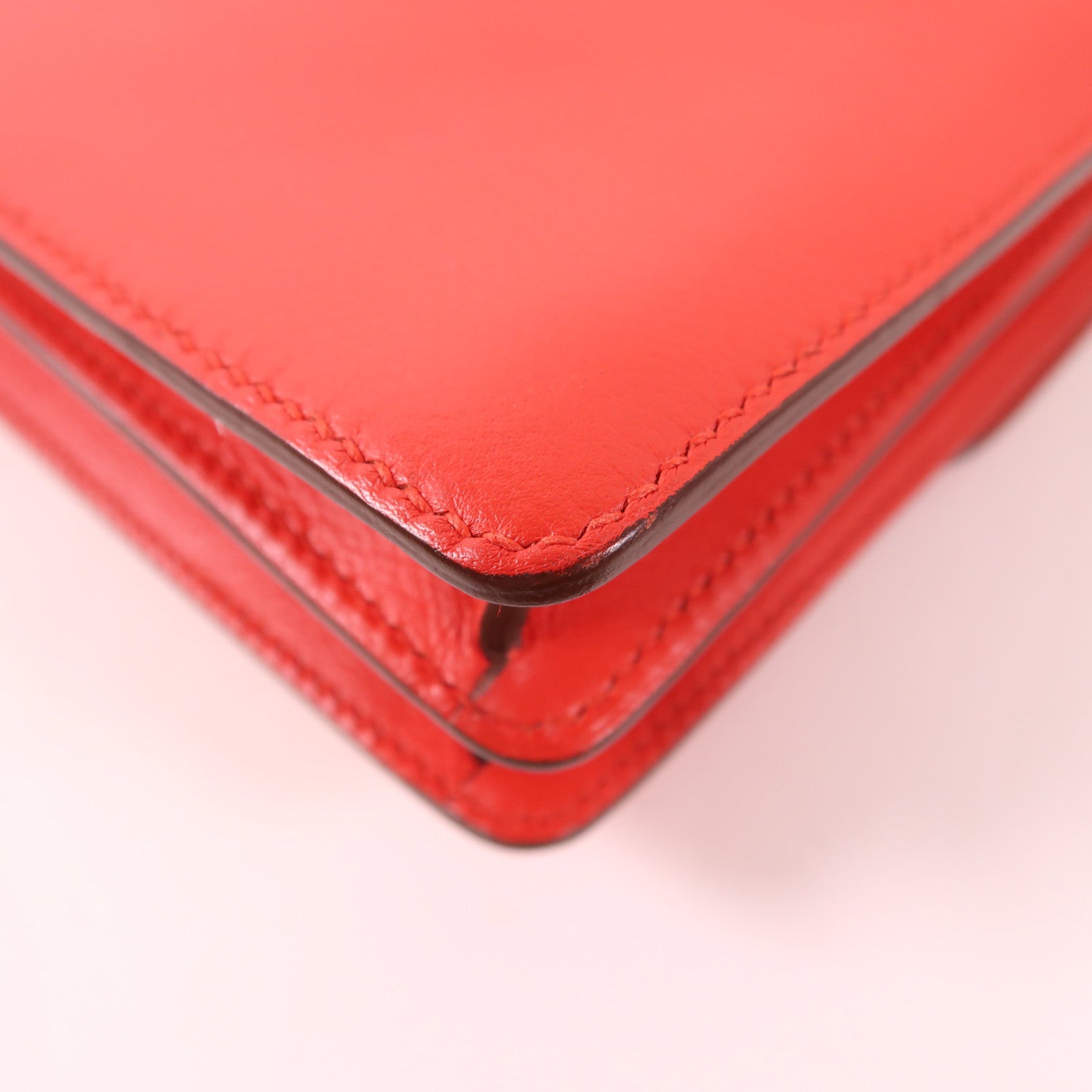 HERMES Evercolor皮革Mini Roulis金扣肩背袋S3 Rouge De Coeur