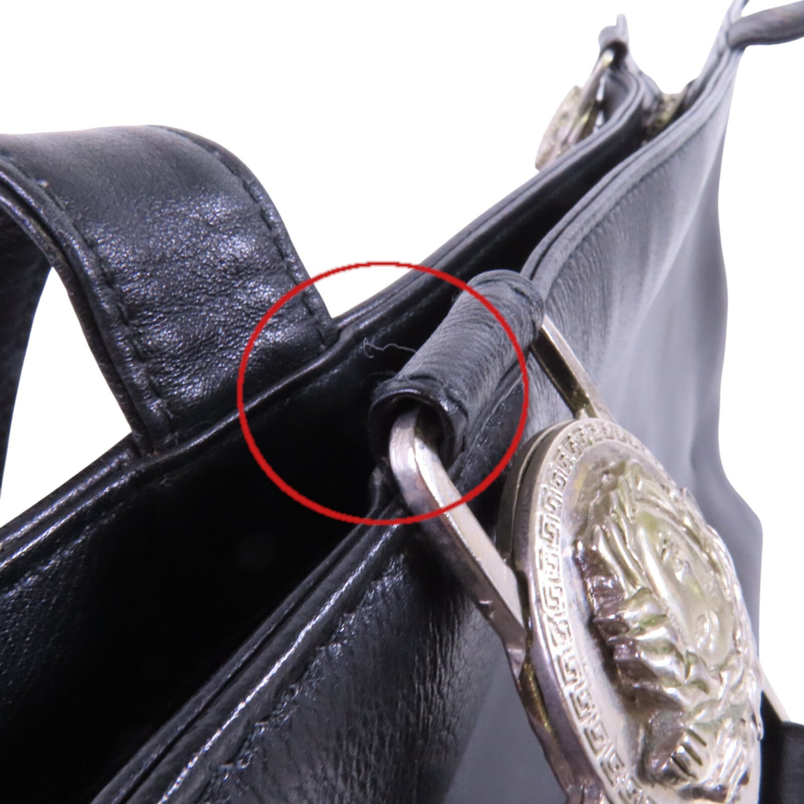 VERSACE 牛皮皮革Shoulder Bag銀扣肩背袋