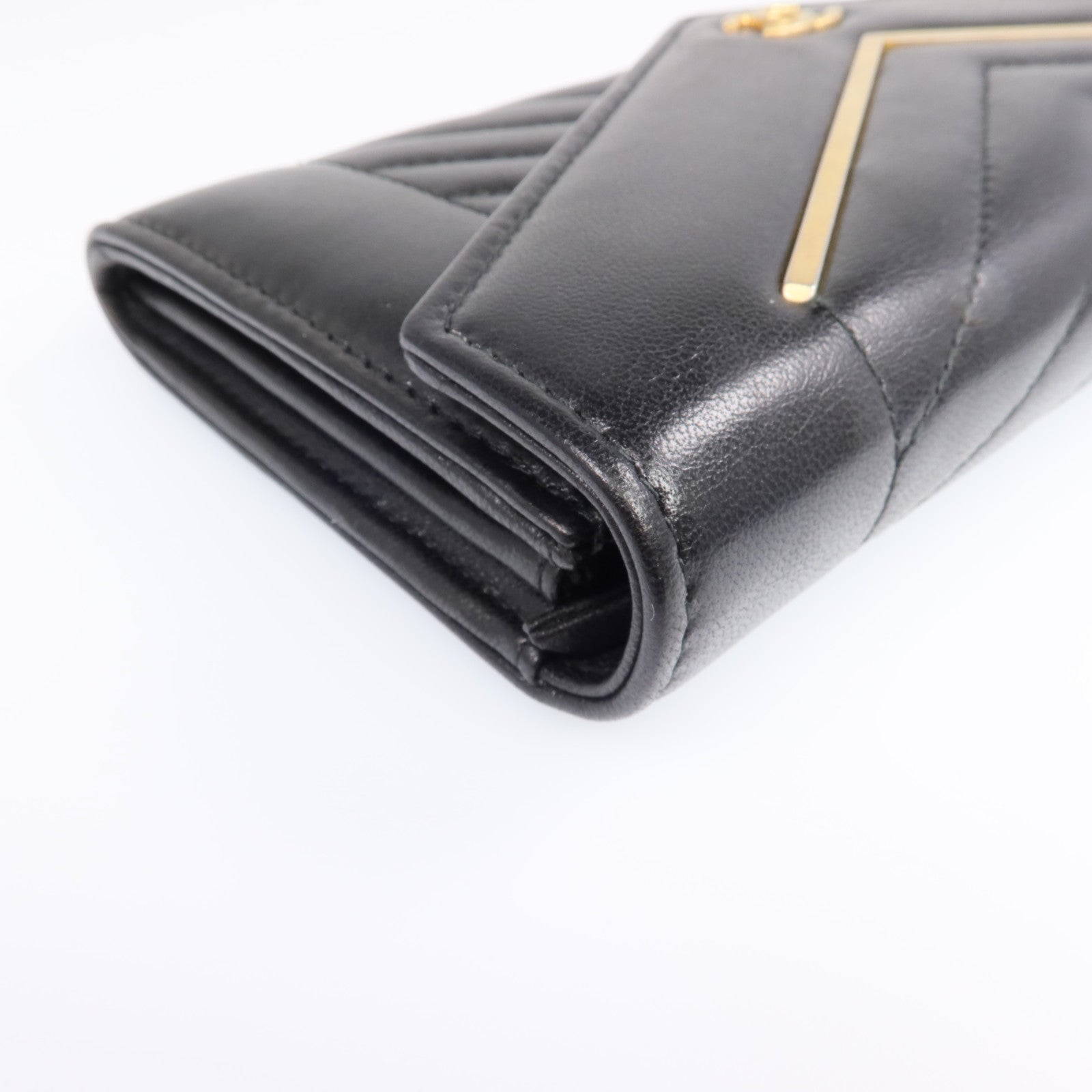 CHANEL 牛皮皮革Long Wallet金扣錢包