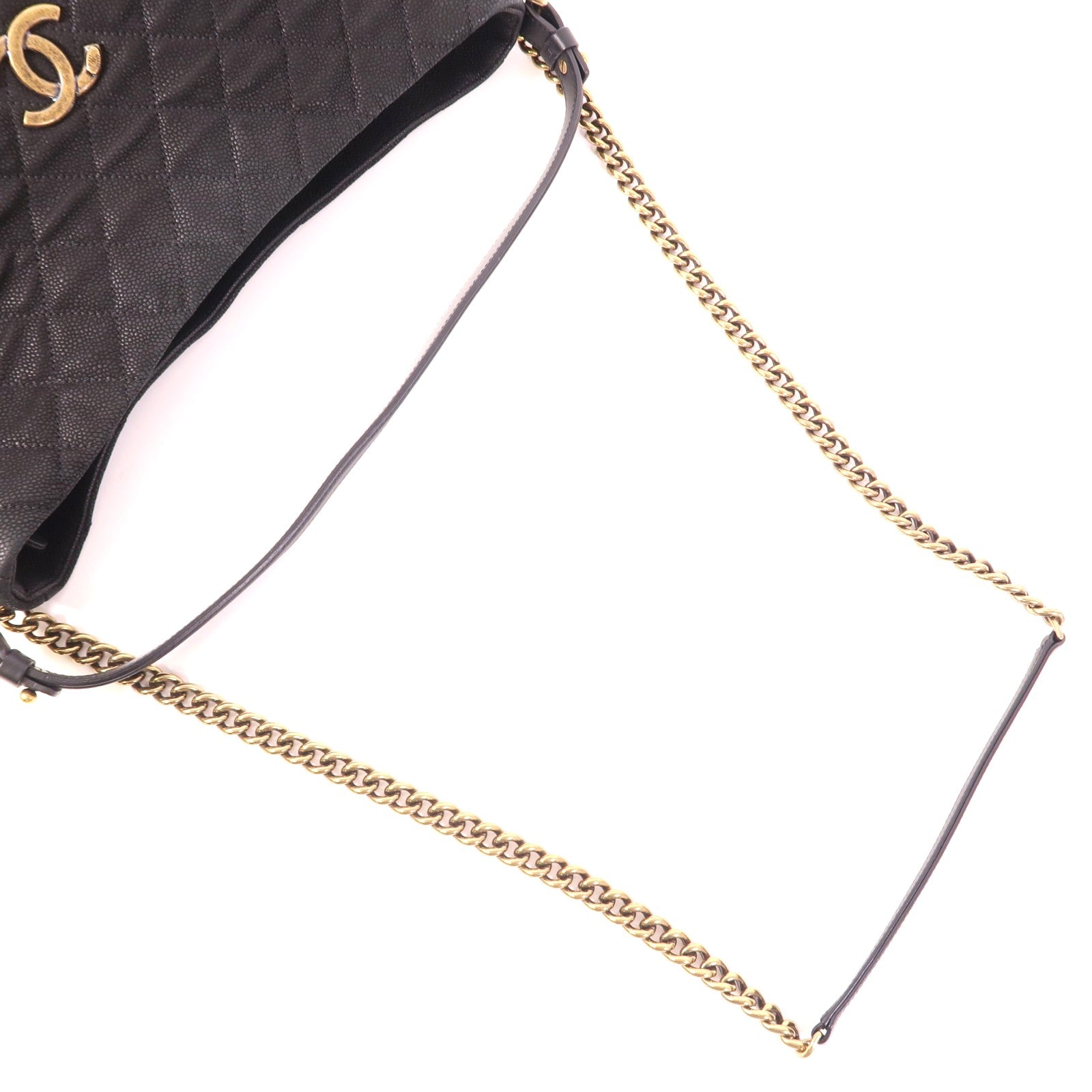 CHANEL 牛皮皮革Shoulder Bag金扣手挽肩背兩用袋