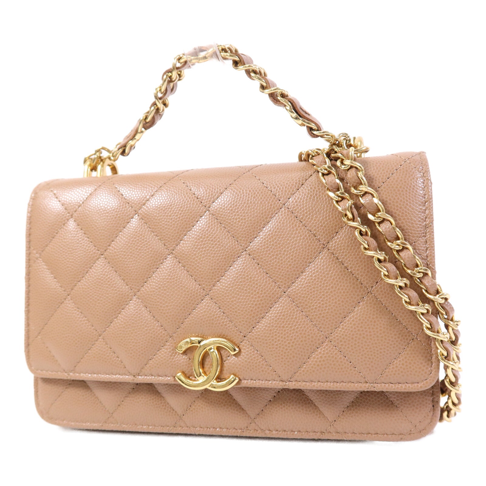 CHANEL 牛皮皮革WOC Wallet On Chain金扣鏈帶手挽肩背兩用袋