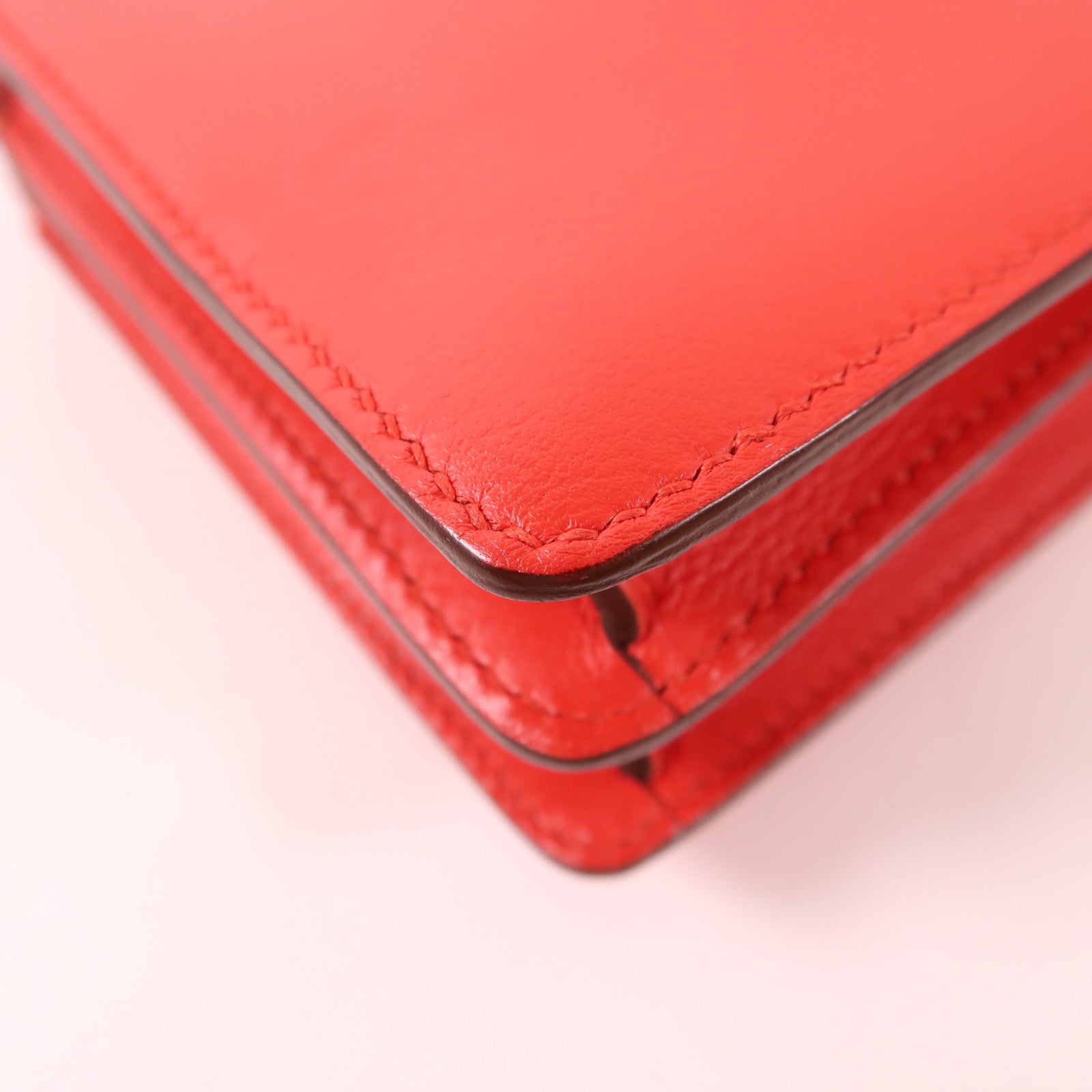 HERMES Evercolor皮革Mini Roulis金扣肩背袋S3 Rouge De Coeur