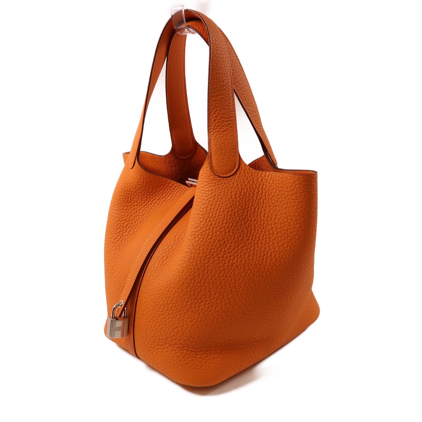 HERMES PHW Picotin MM Handbag Clemence Leather