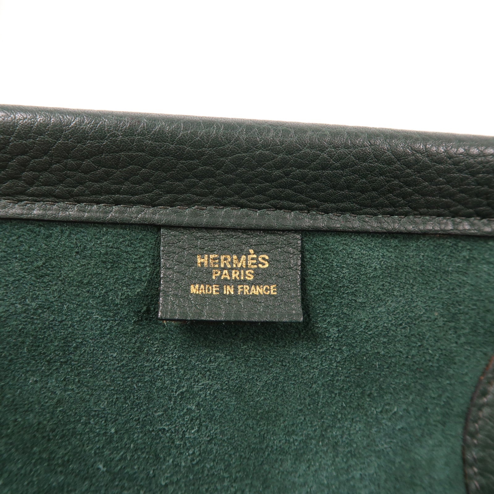 HERMES Clemence皮革Cabas金扣肩背袋綠色