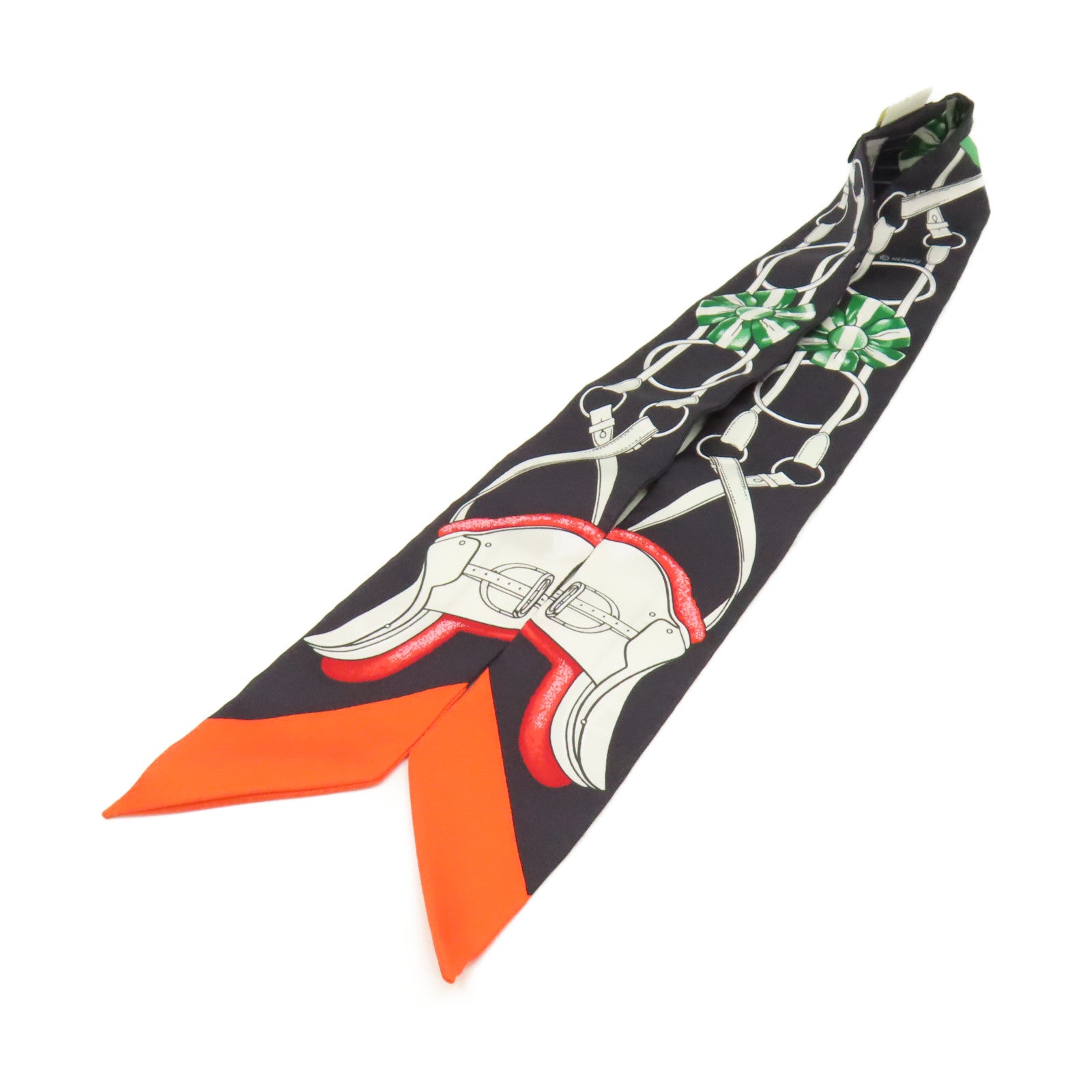 HERMES 【激減優惠】絲質Twilly Scarf絲巾黑色/橙色/綠色/彩色