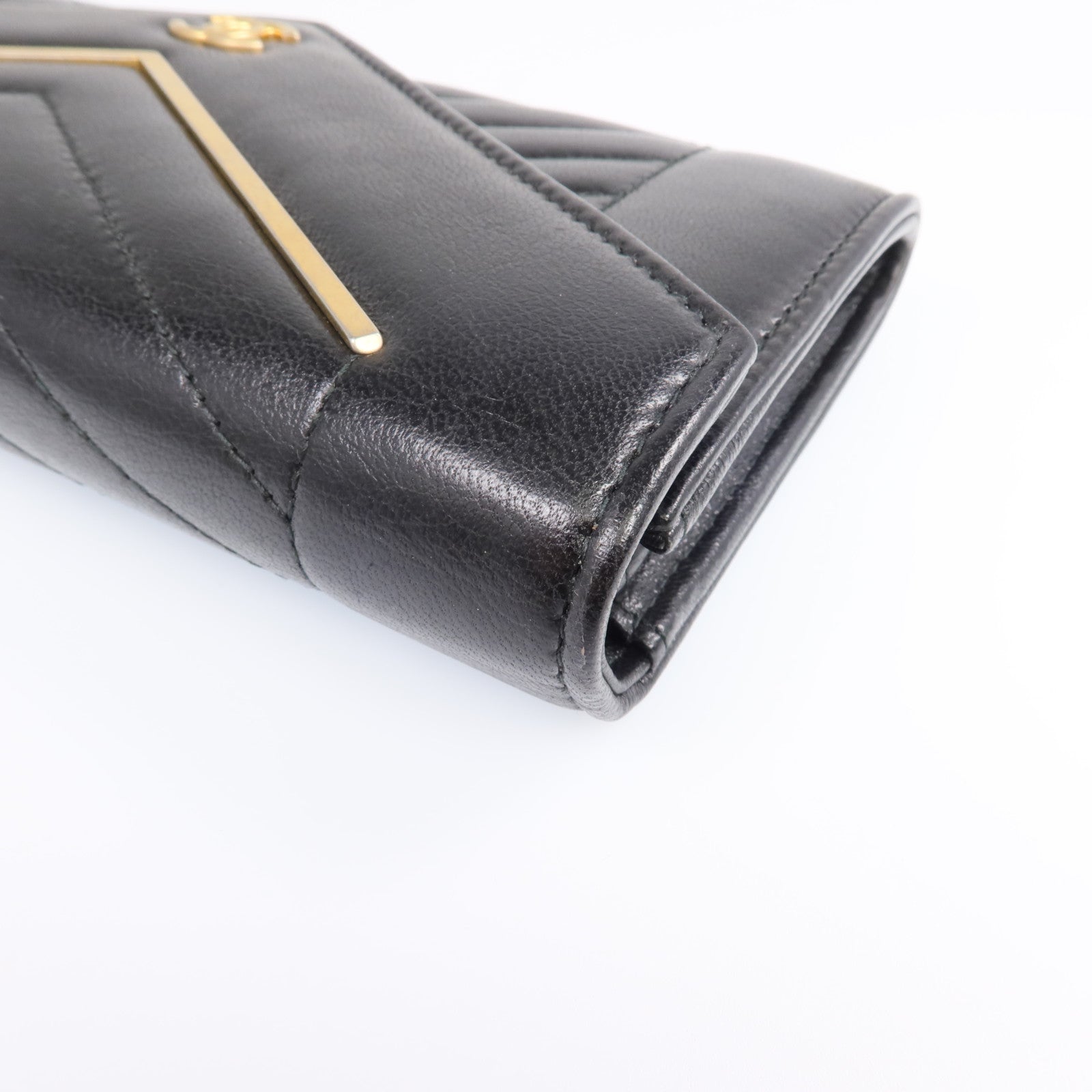 CHANEL 牛皮皮革Long Wallet金扣錢包