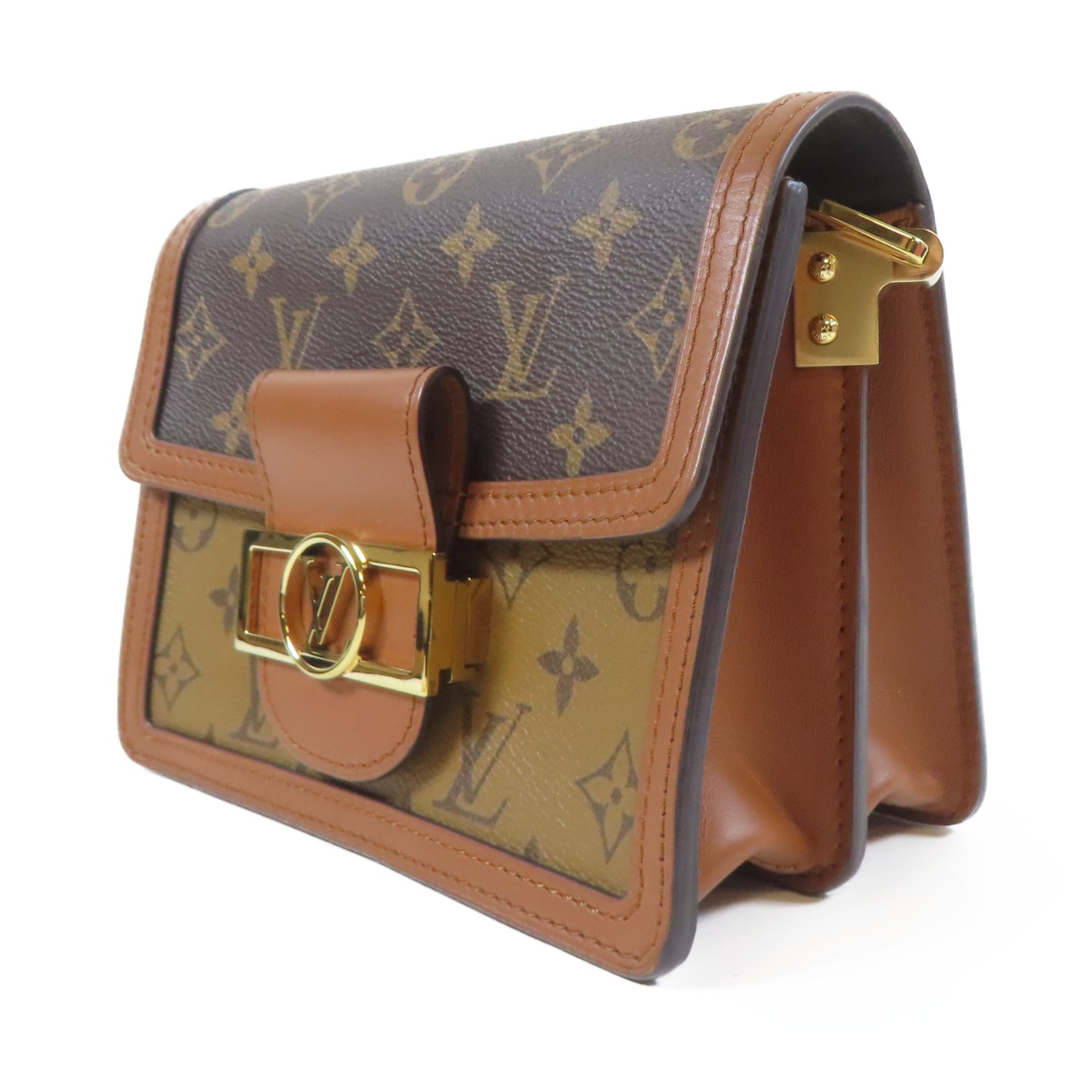 LOUIS VUITTON Monogram Mini Dauphine金扣肩背袋啡色