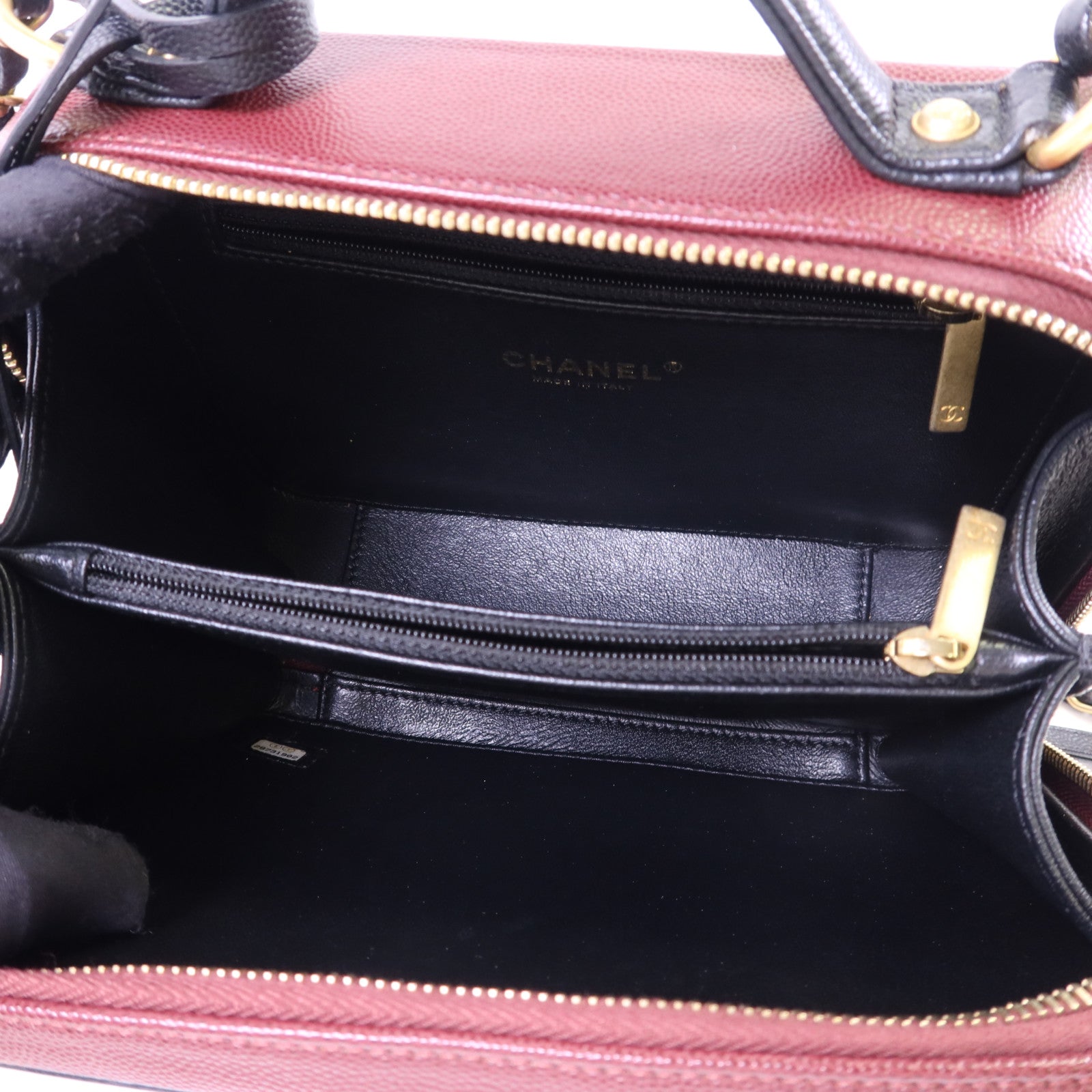 CHANEL 牛皮皮革Vanity Case金扣手挽肩背兩用袋