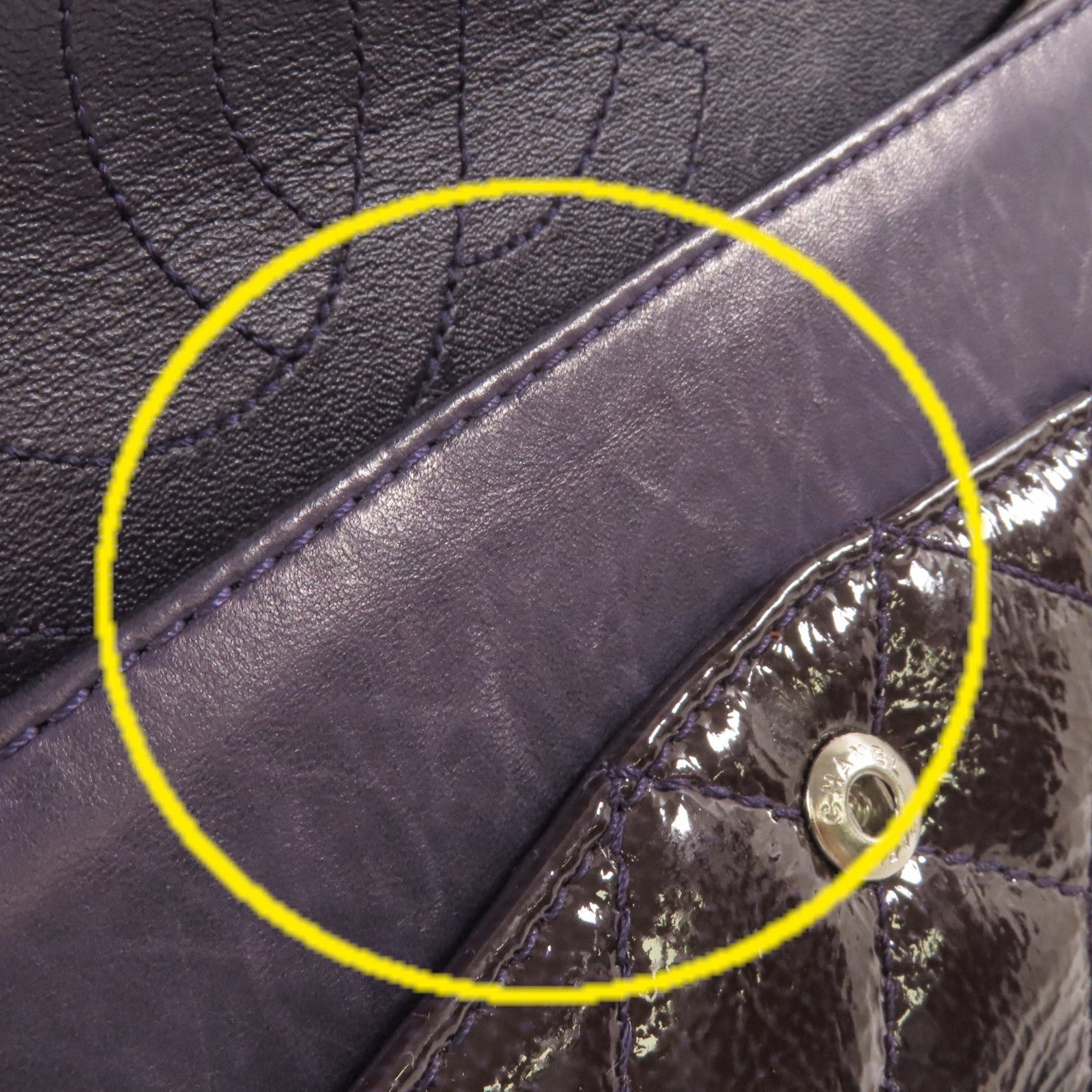 CHANEL 【激減優惠】菱格漆皮皮革2.55 Chain Shoulder Bag銀扣鏈帶肩背袋紫色