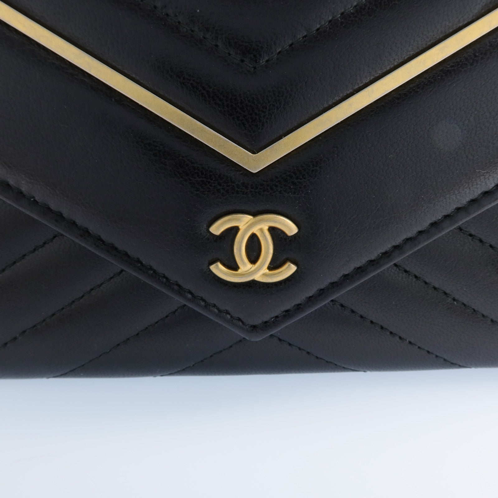 CHANEL 牛皮皮革Long Wallet金扣錢包