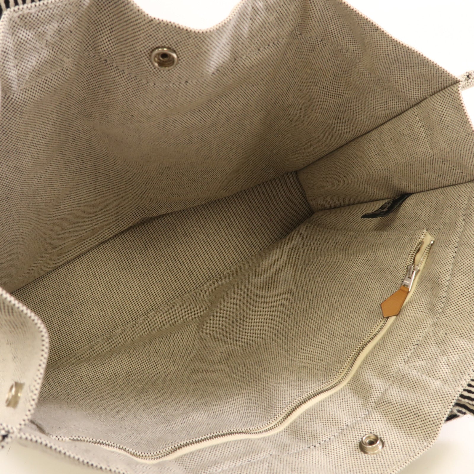 HERMES 帆布Herline Tote MM銀扣淺灰色