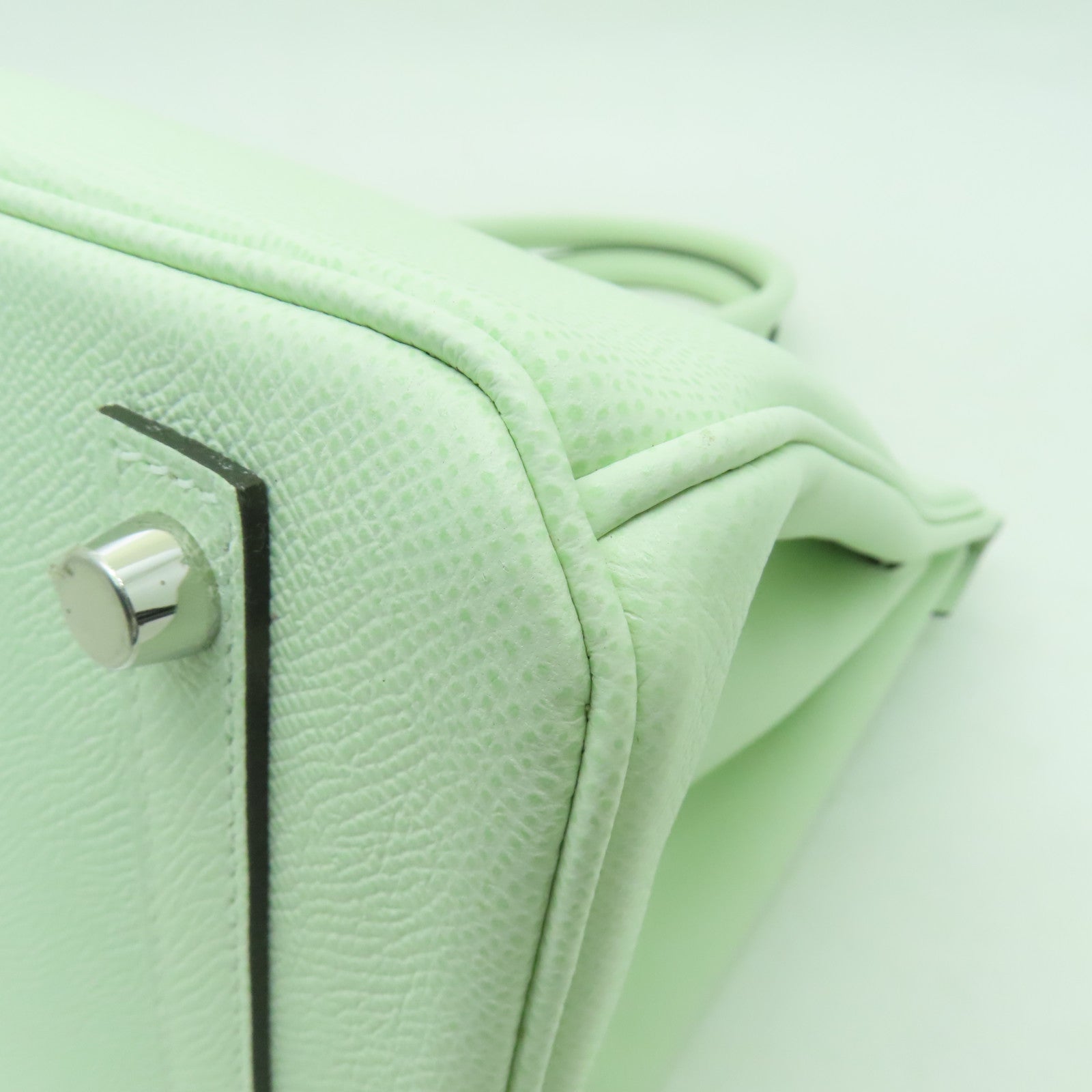 HERMES **【清倉大減價】Epsom皮革Birkin 30銀扣手挽袋Vert Fizz綠色