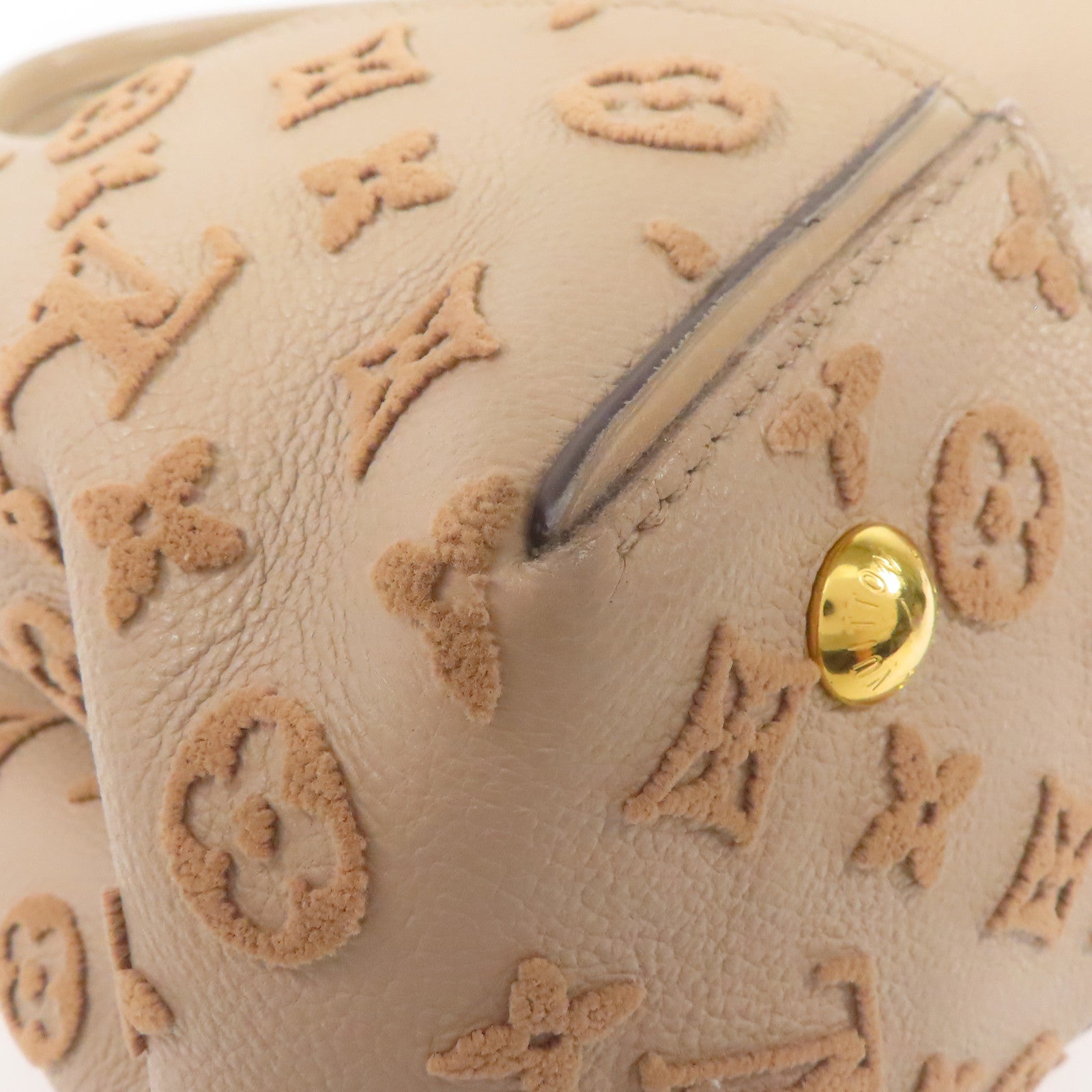 LOUIS VUITTON 牛皮皮革/羊絨Tote W PM金扣手挽袋