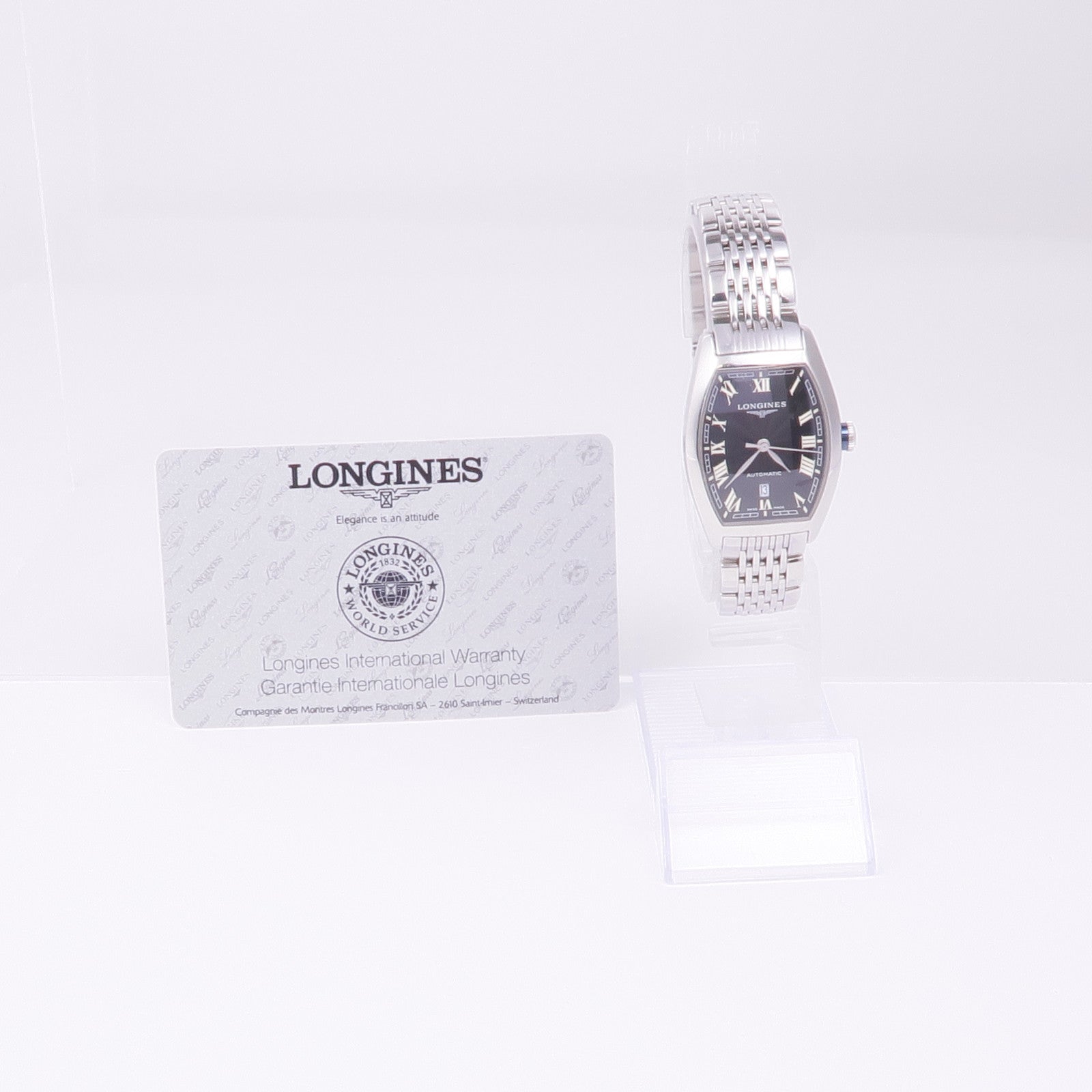 LONGINES Evidenza Automatic Watch Stainless Steel Black