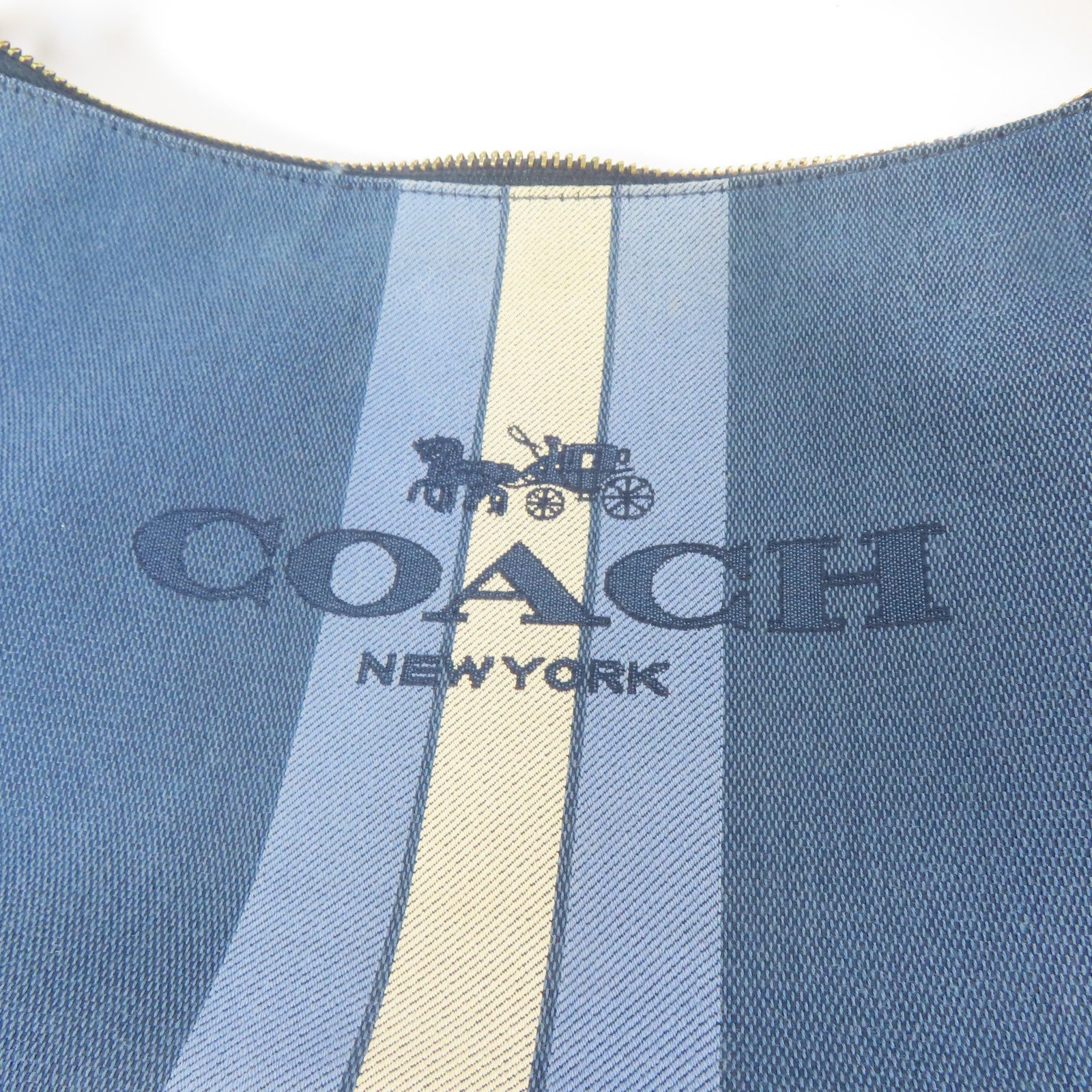COACH 帆布2 Way Shoulder Bag金扣手挽肩背兩用袋藍色