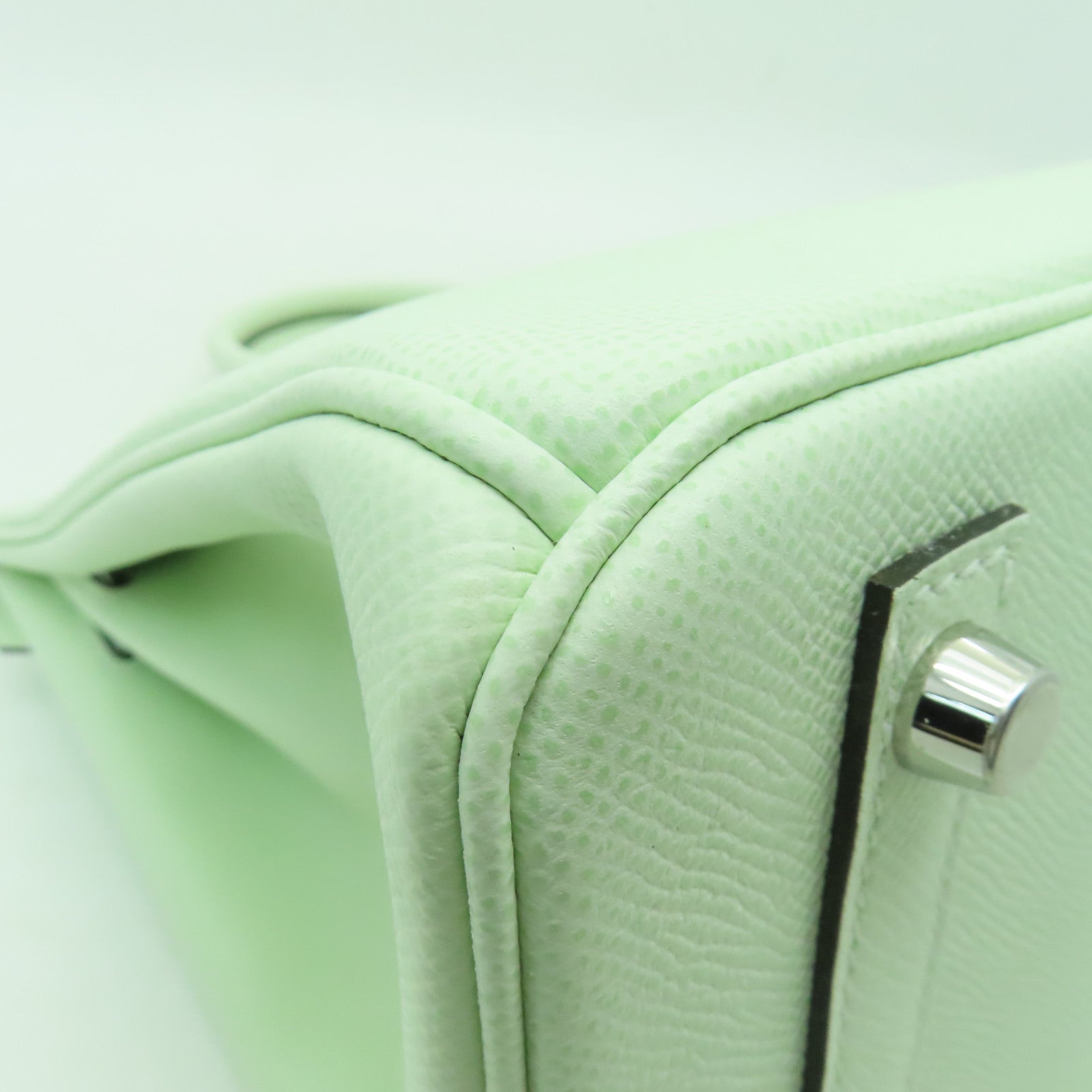 HERMES **【清倉大減價】Epsom皮革Birkin 30銀扣手挽袋Vert Fizz綠色