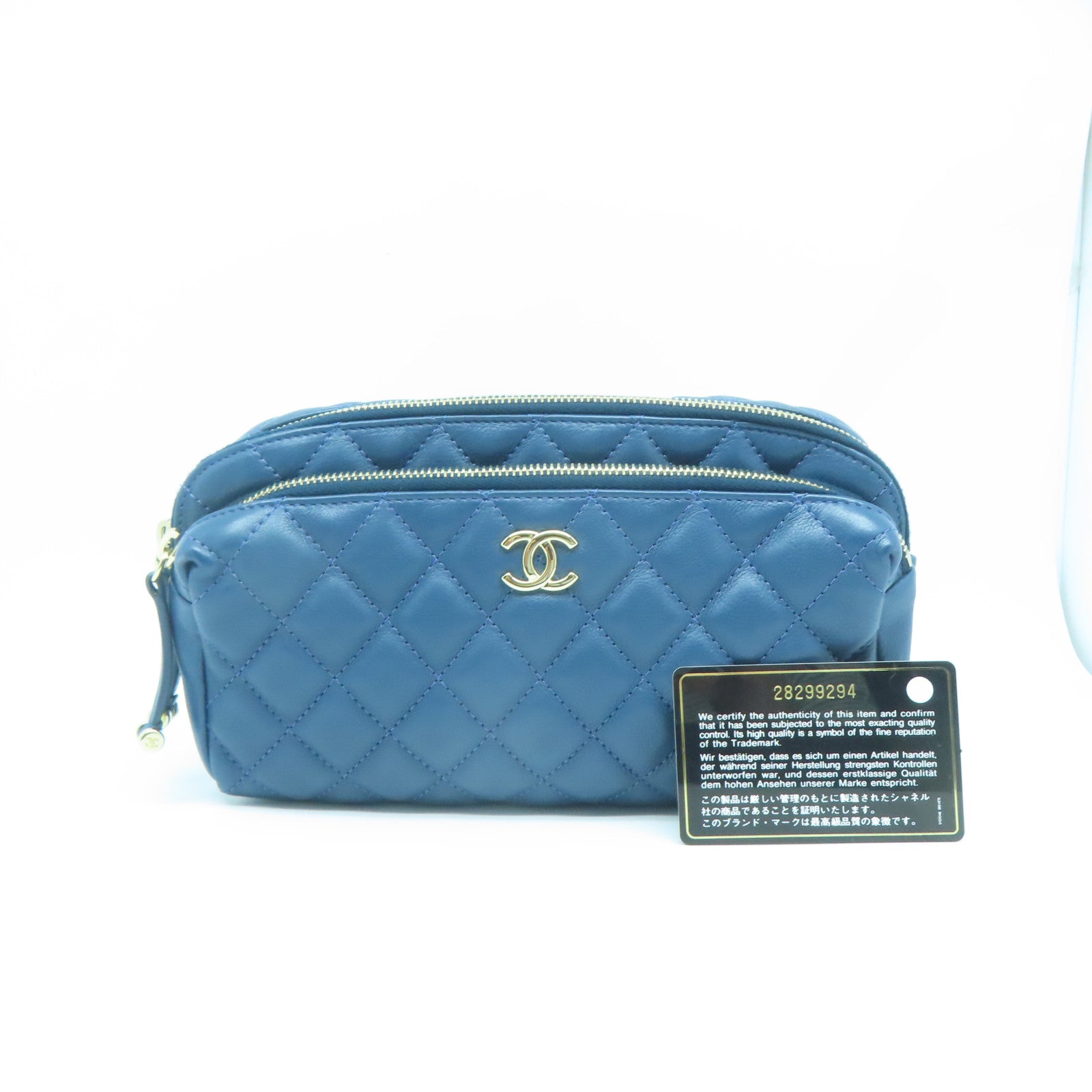 CHANEL 【激減優惠】菱格牛皮皮革Waist Bag金扣腰包藍色