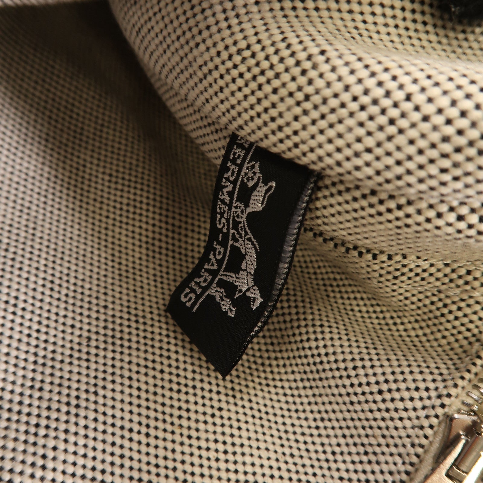 HERMES 帆布Herline Tote MM銀扣淺灰色