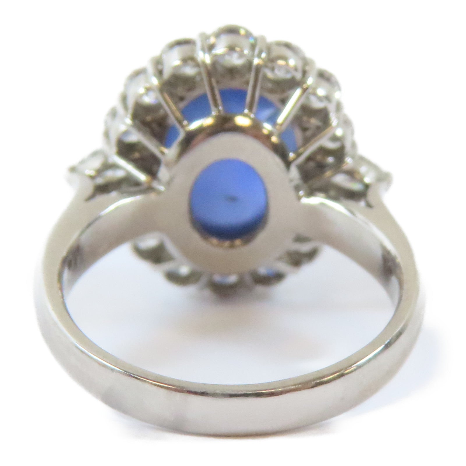 JEWELRY PT900鉑金Star Sapphire/Diamond Ring 7.01ct星光藍寶石/1.18ct鑽石戒指US#5.5