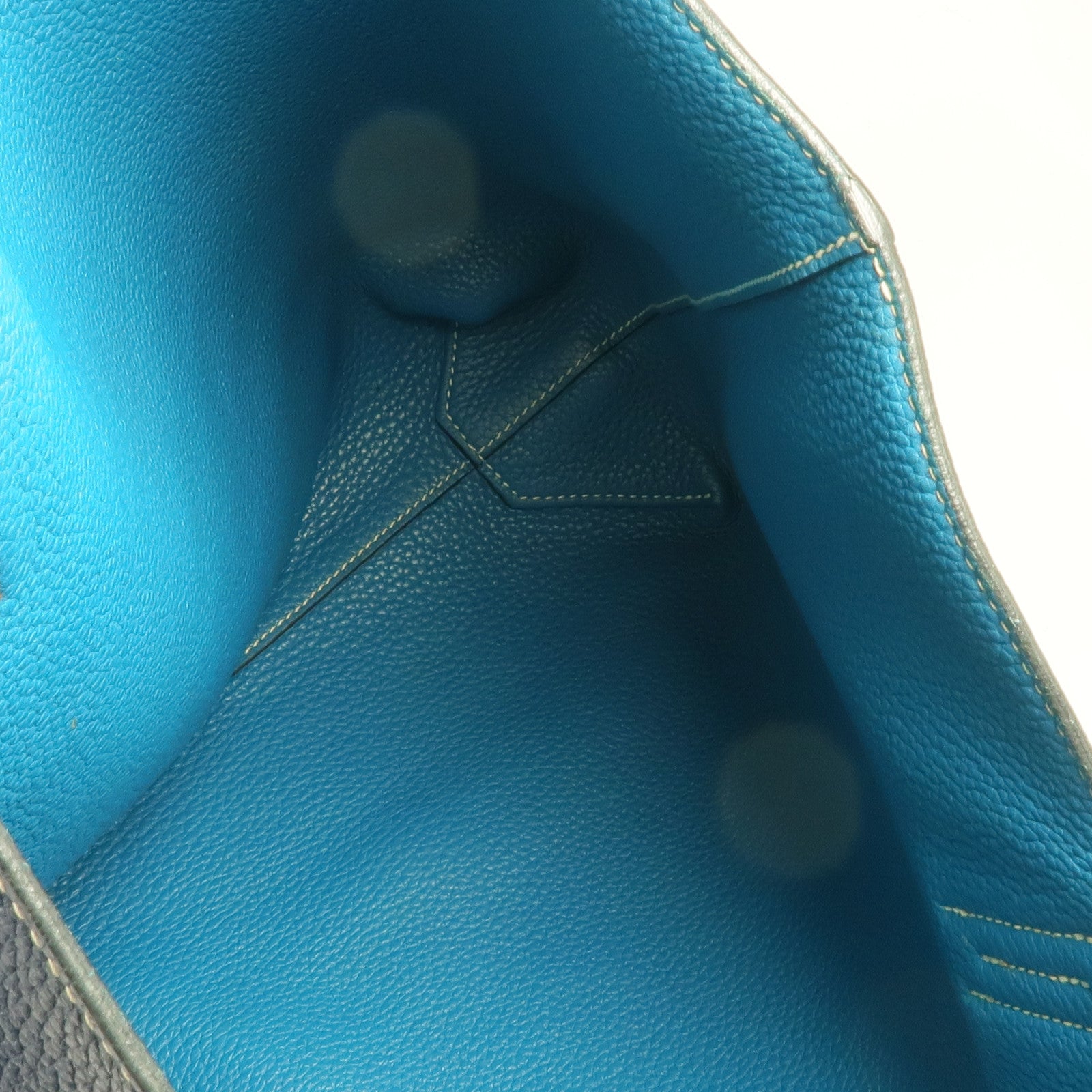 HERMES Clemence皮革Double Sens 45手挽袋Bleu Saphir/Bleu Izmir