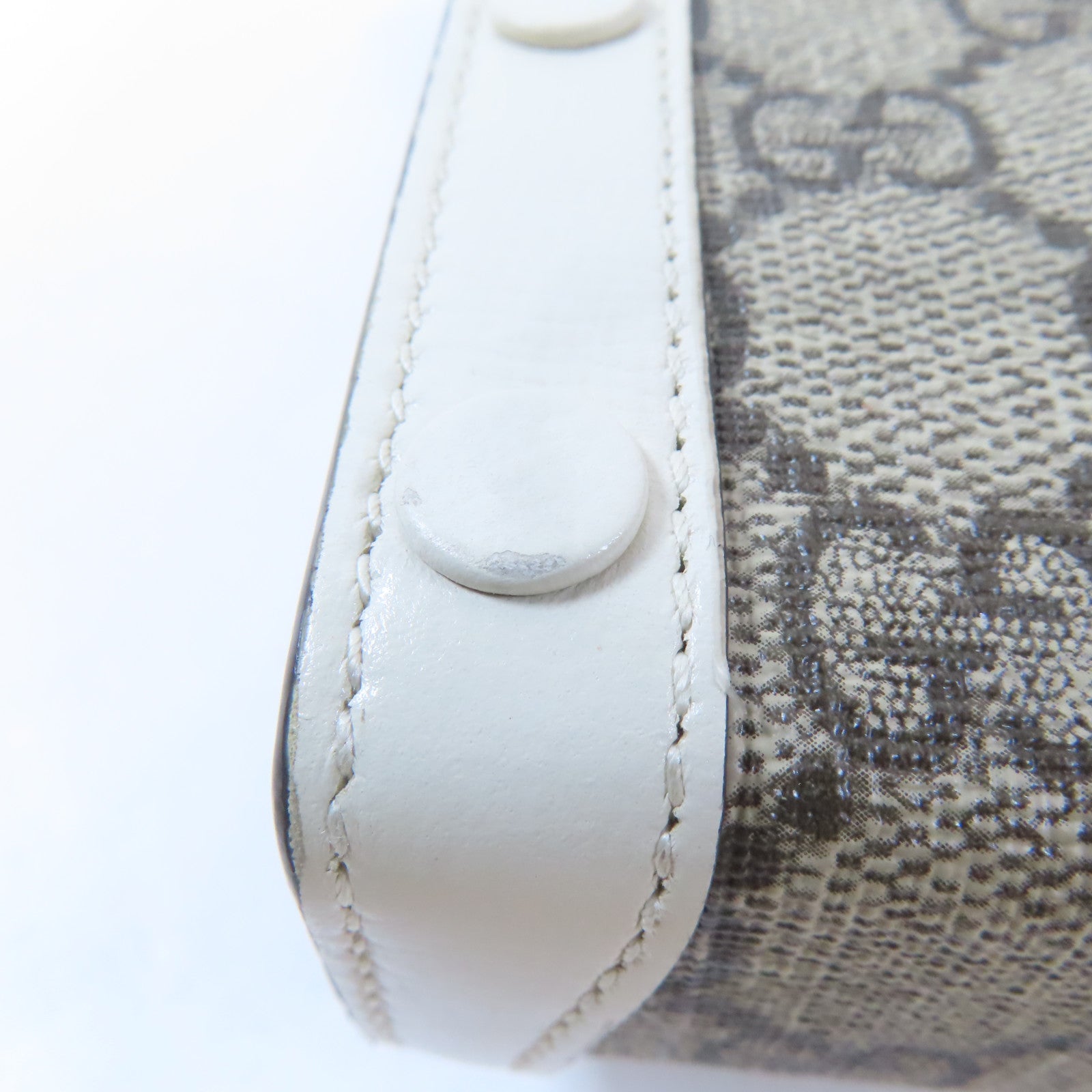 GUCCI 塗層帆布Horsebit 1955 Mini Bag金扣肩背袋啡色/白色