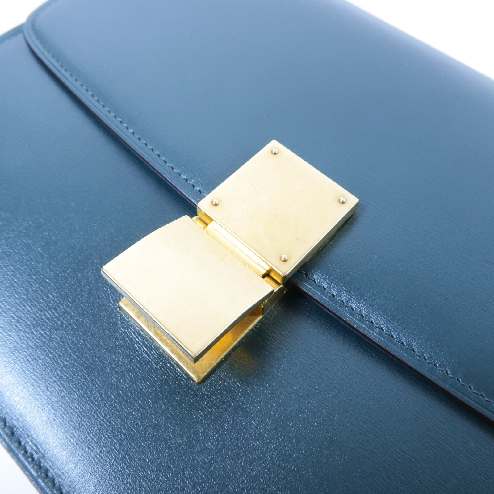 CELINE 【激減優惠】牛皮皮革Classic Box金扣肩背袋深綠色