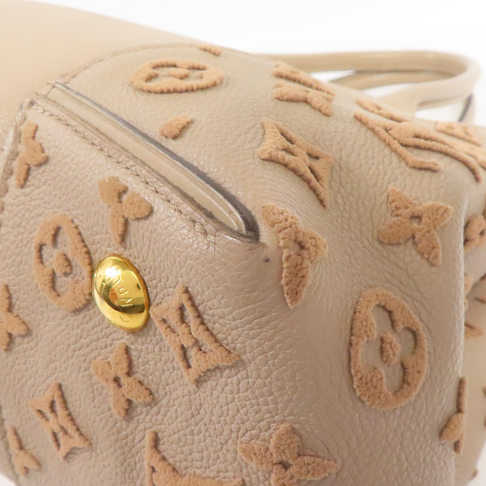 LOUIS VUITTON 牛皮皮革/羊絨Tote W PM金扣手挽袋