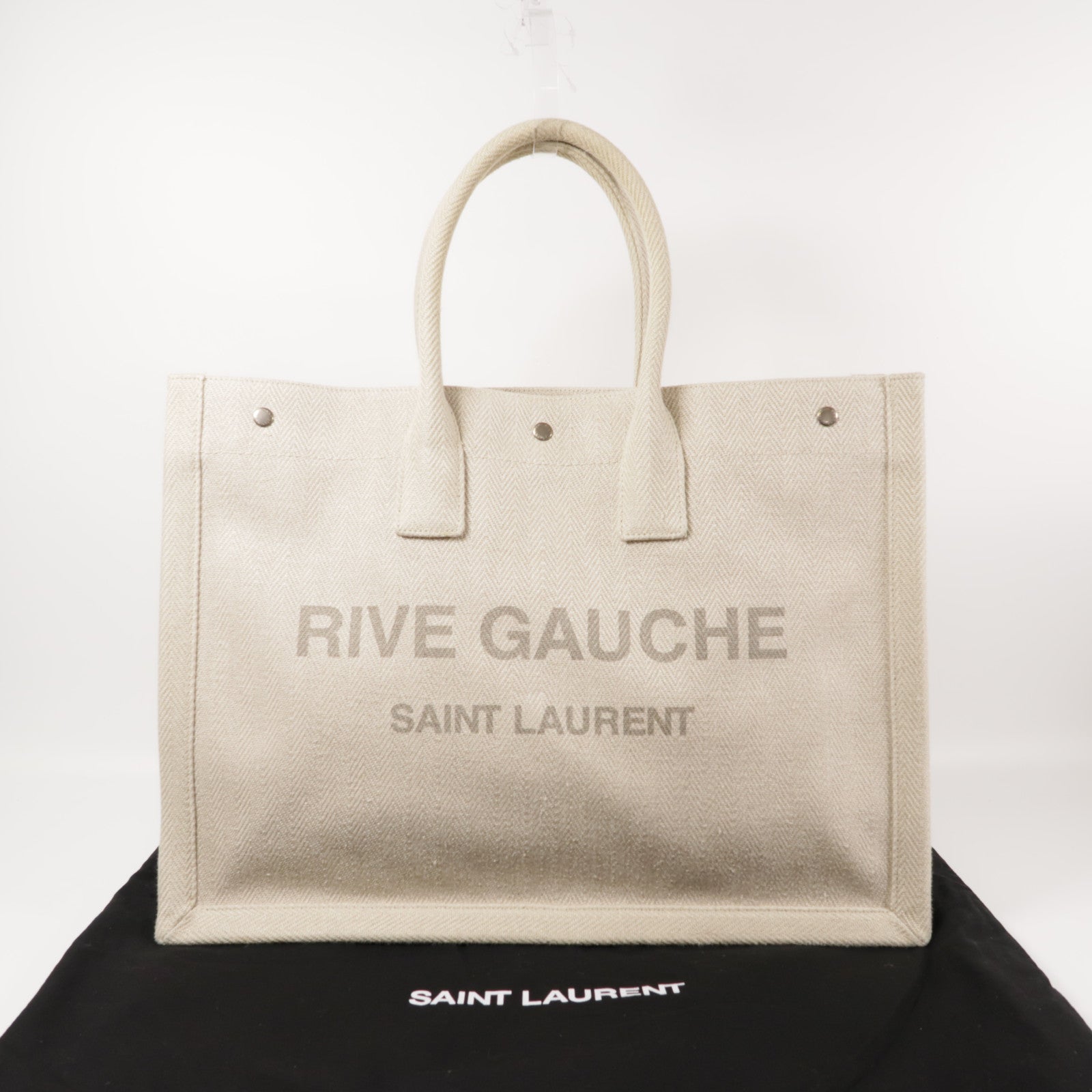 SAINT LAURENT 帆布Tote Bag銀扣手挽袋
