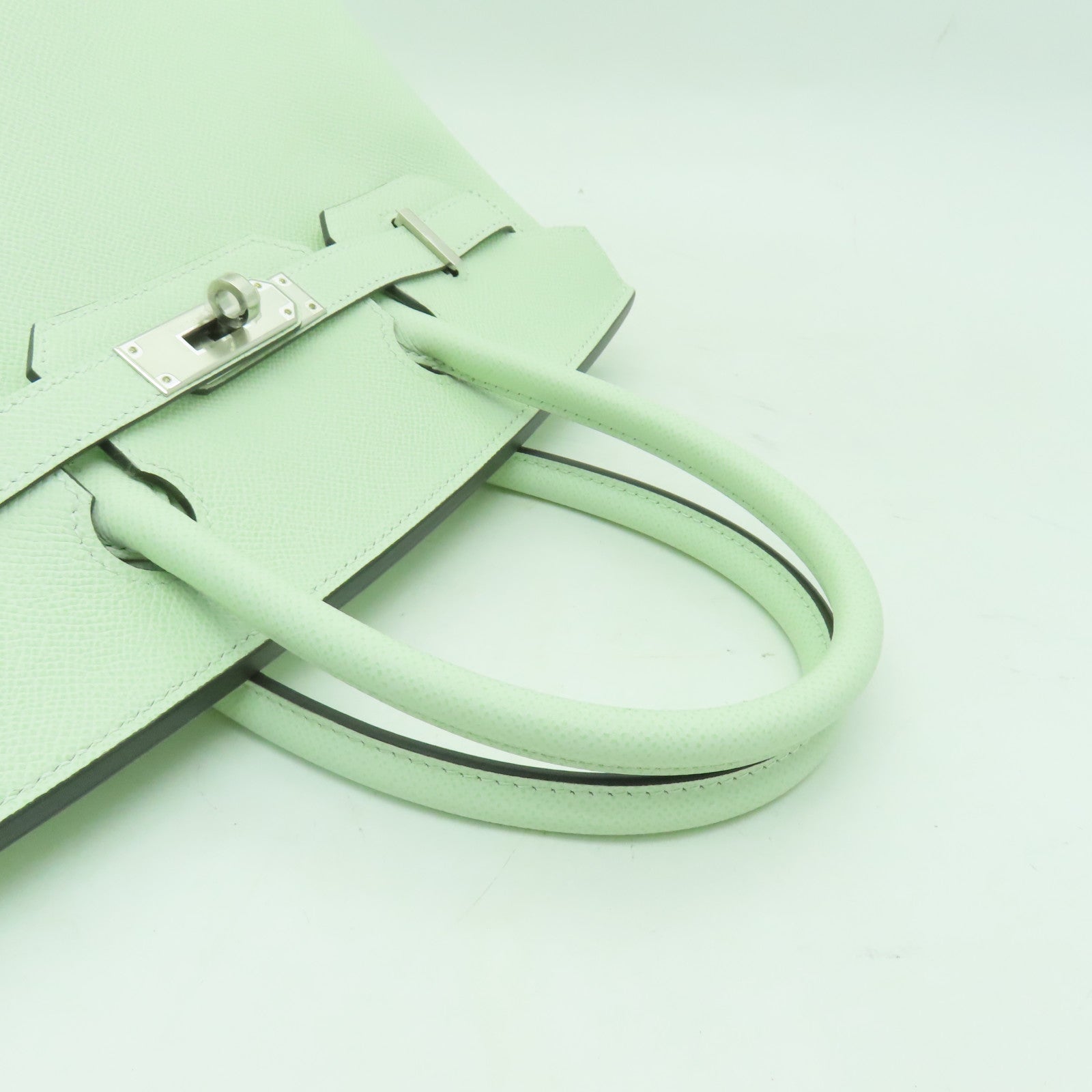 HERMES **【清倉大減價】Epsom皮革Birkin 30銀扣手挽袋Vert Fizz綠色